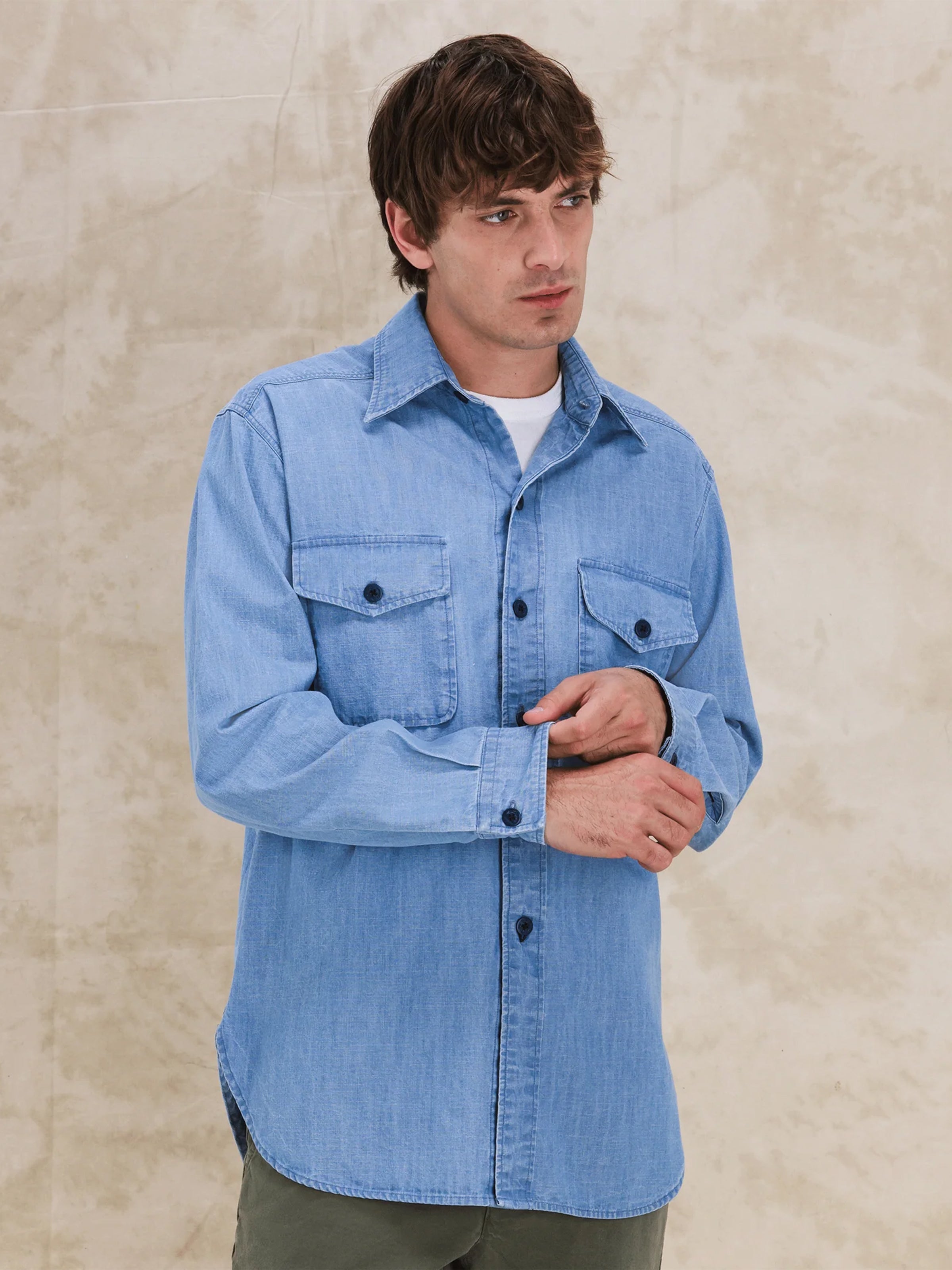 Fortela Chambray Overshirt - Blue