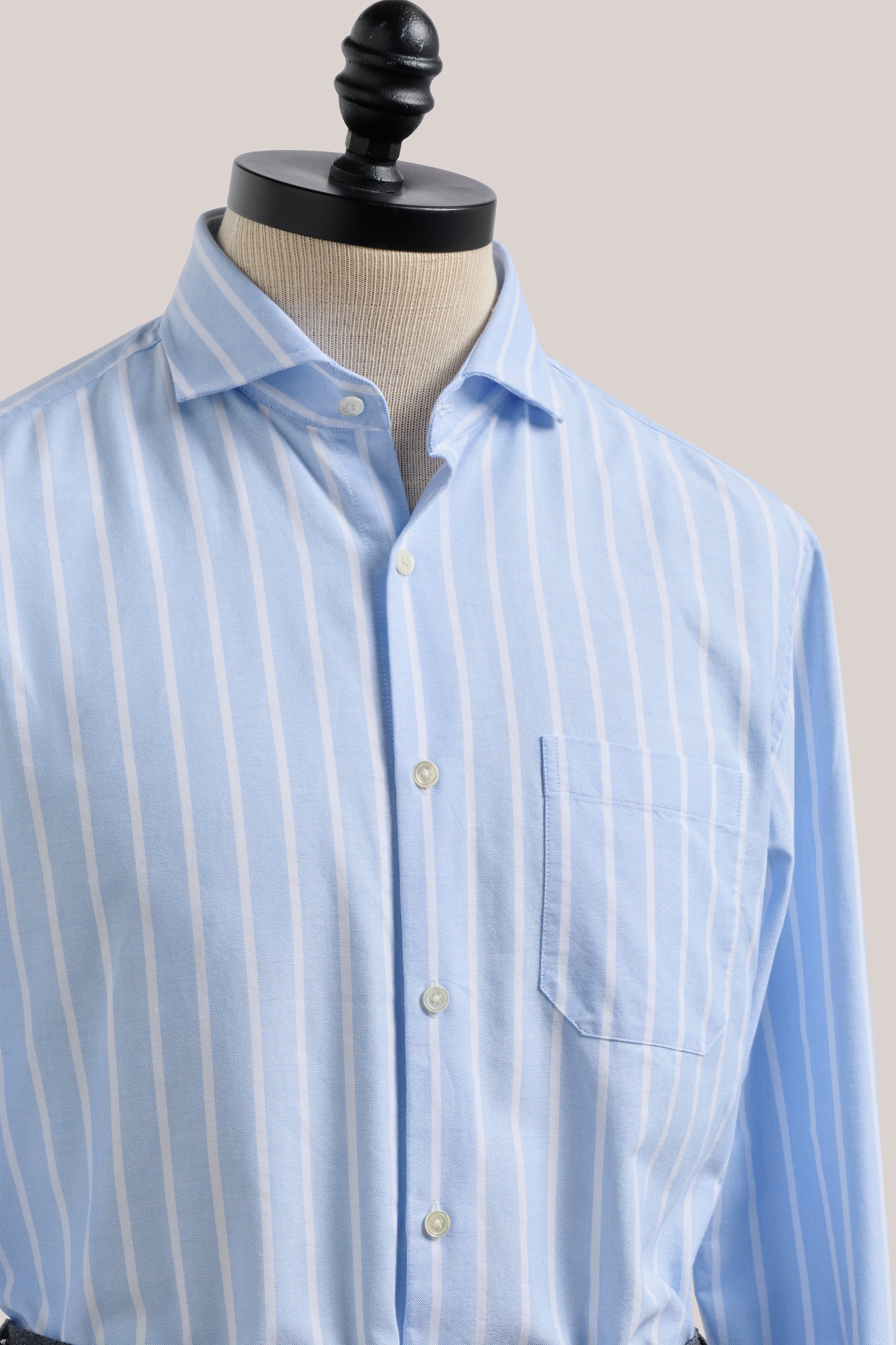 Christian Kimber Fenner Oxford Shirt - Sky Blue and White Stripe | 