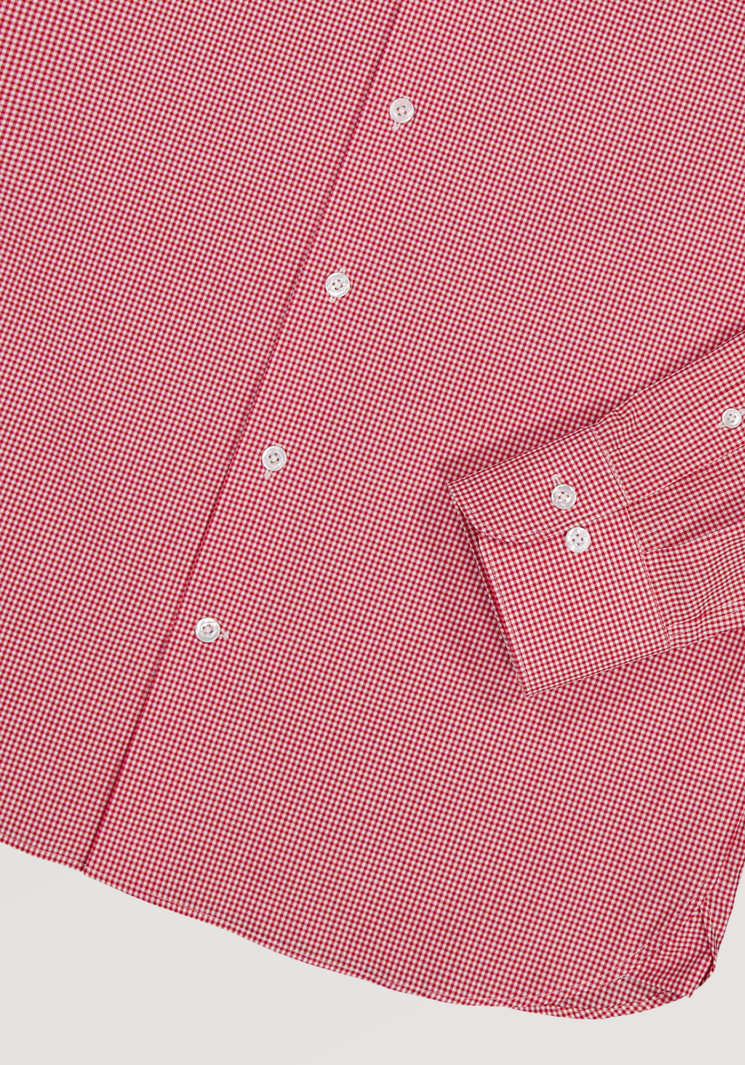 Poplin Gingham Micro-Check Shirt - Crimson