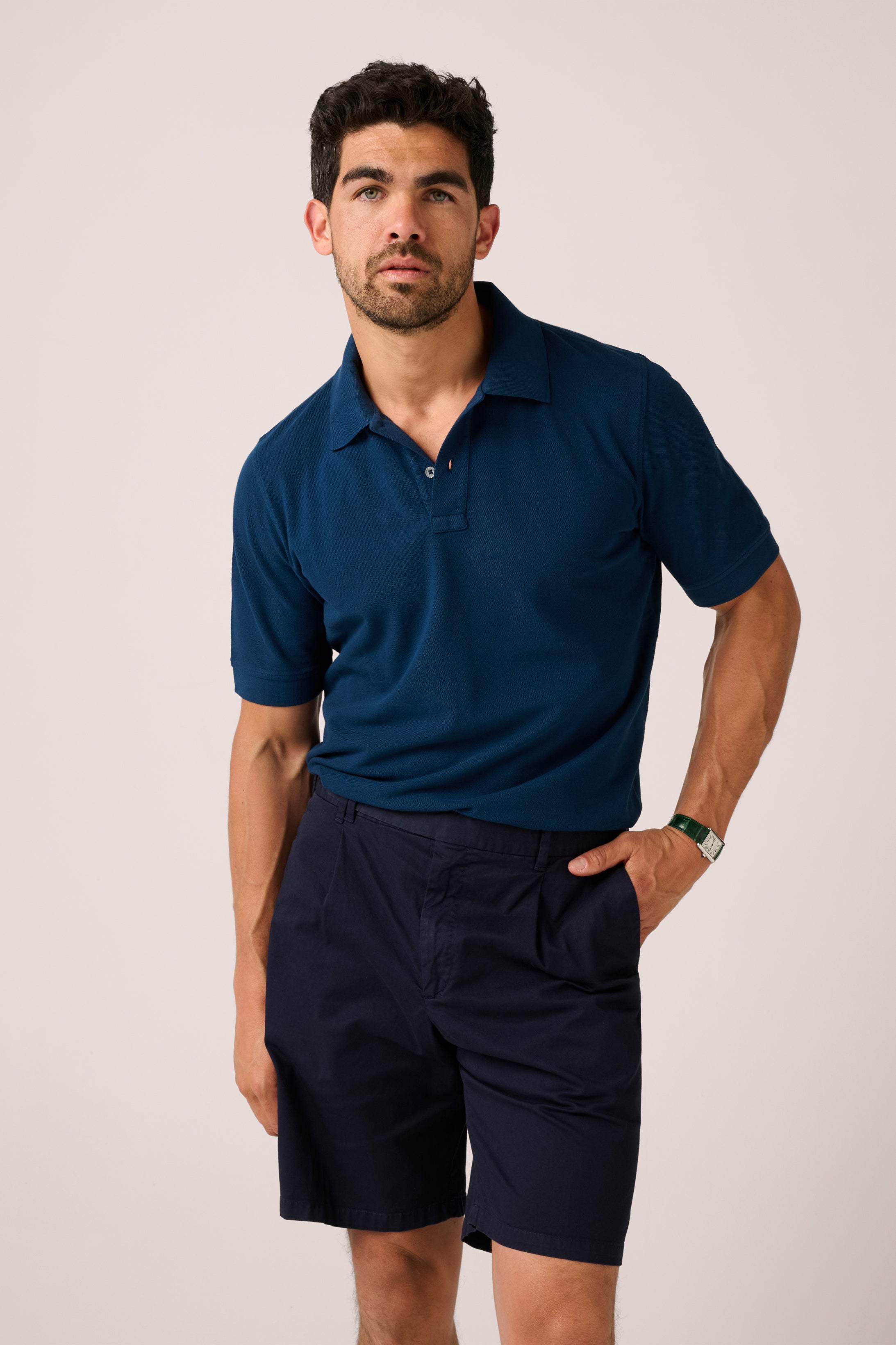 Christian Kimber Rosebud Short-Sleeve Polo - Marine