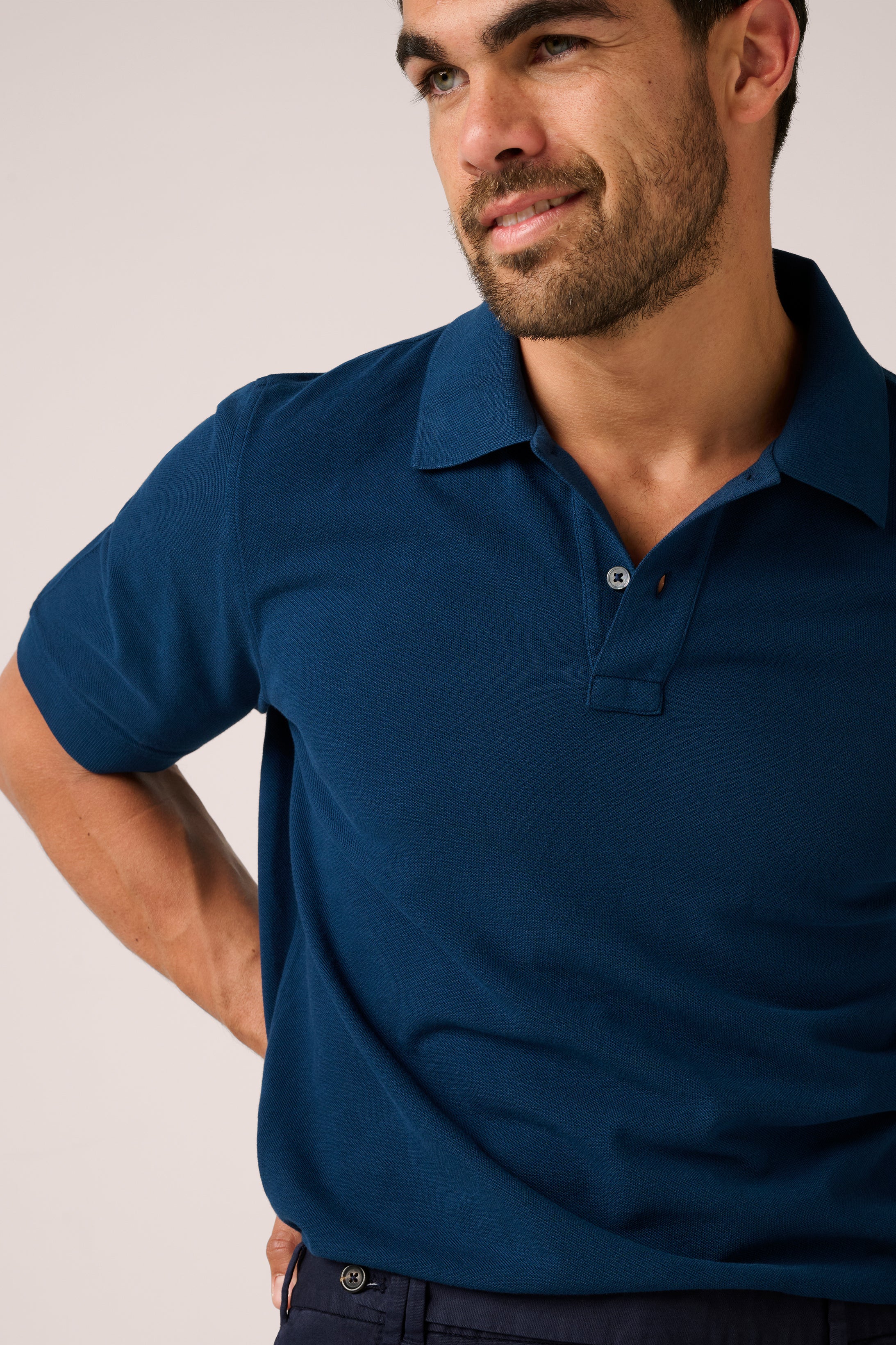 Christian Kimber Rosebud Short-Sleeve Polo - Marine