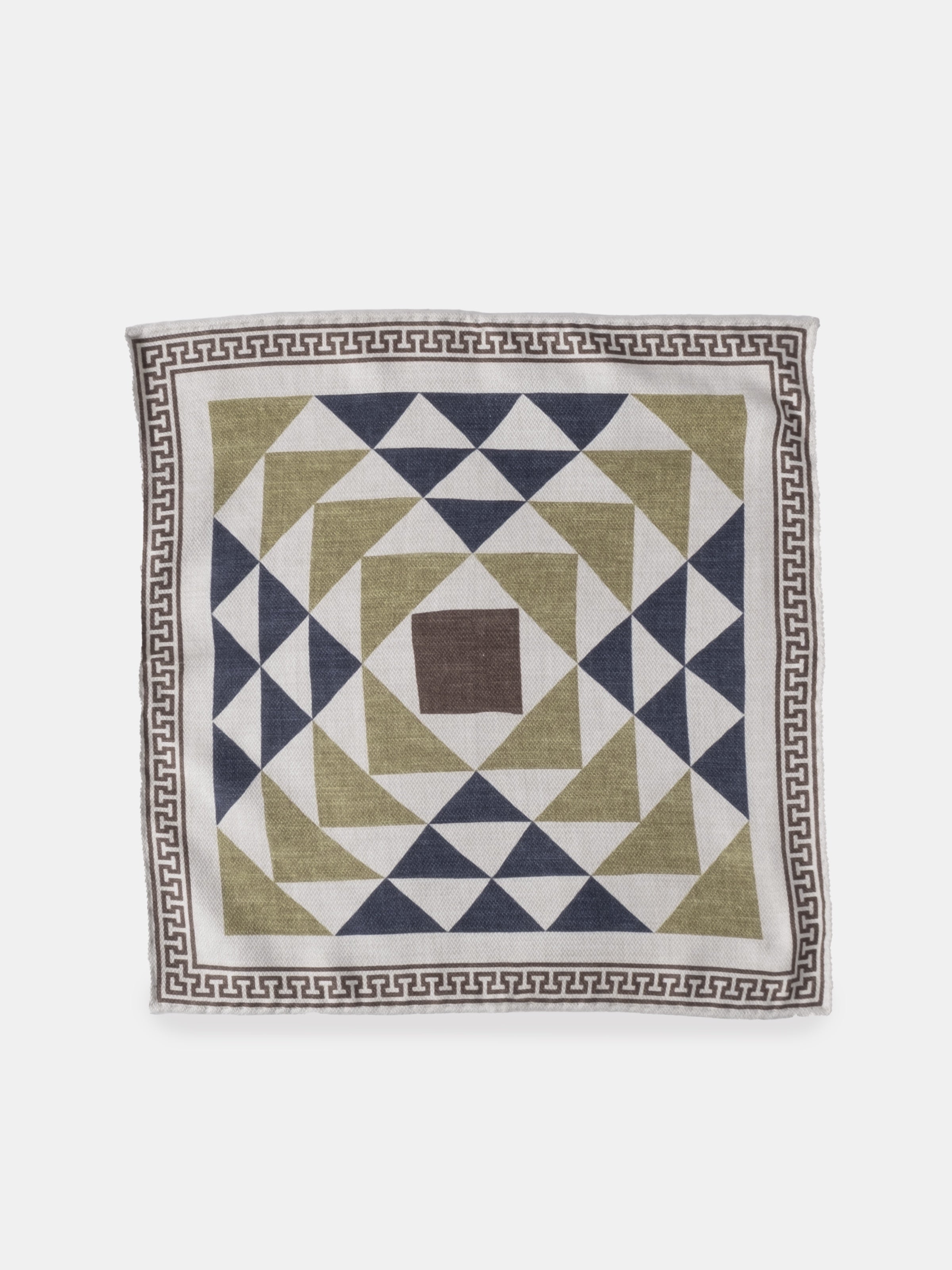 Meander Motif Silk Pochette - Sand & Olive