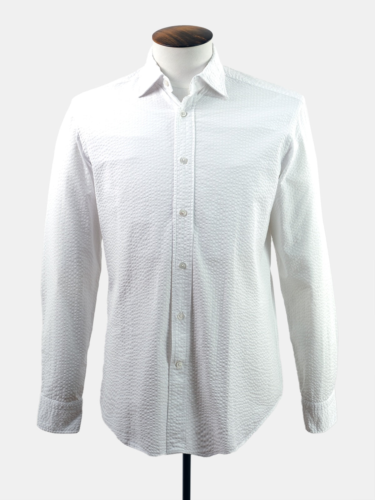 White Cotton Seersucker Shirt  - LUCKY LAST