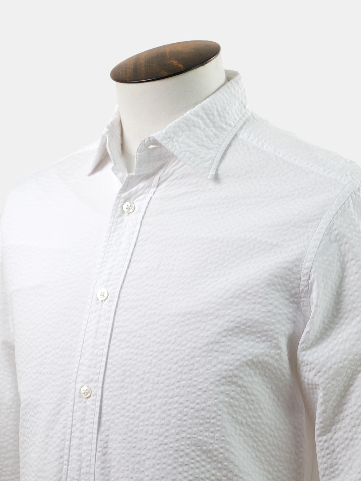 White Cotton Seersucker Shirt  - LUCKY LAST