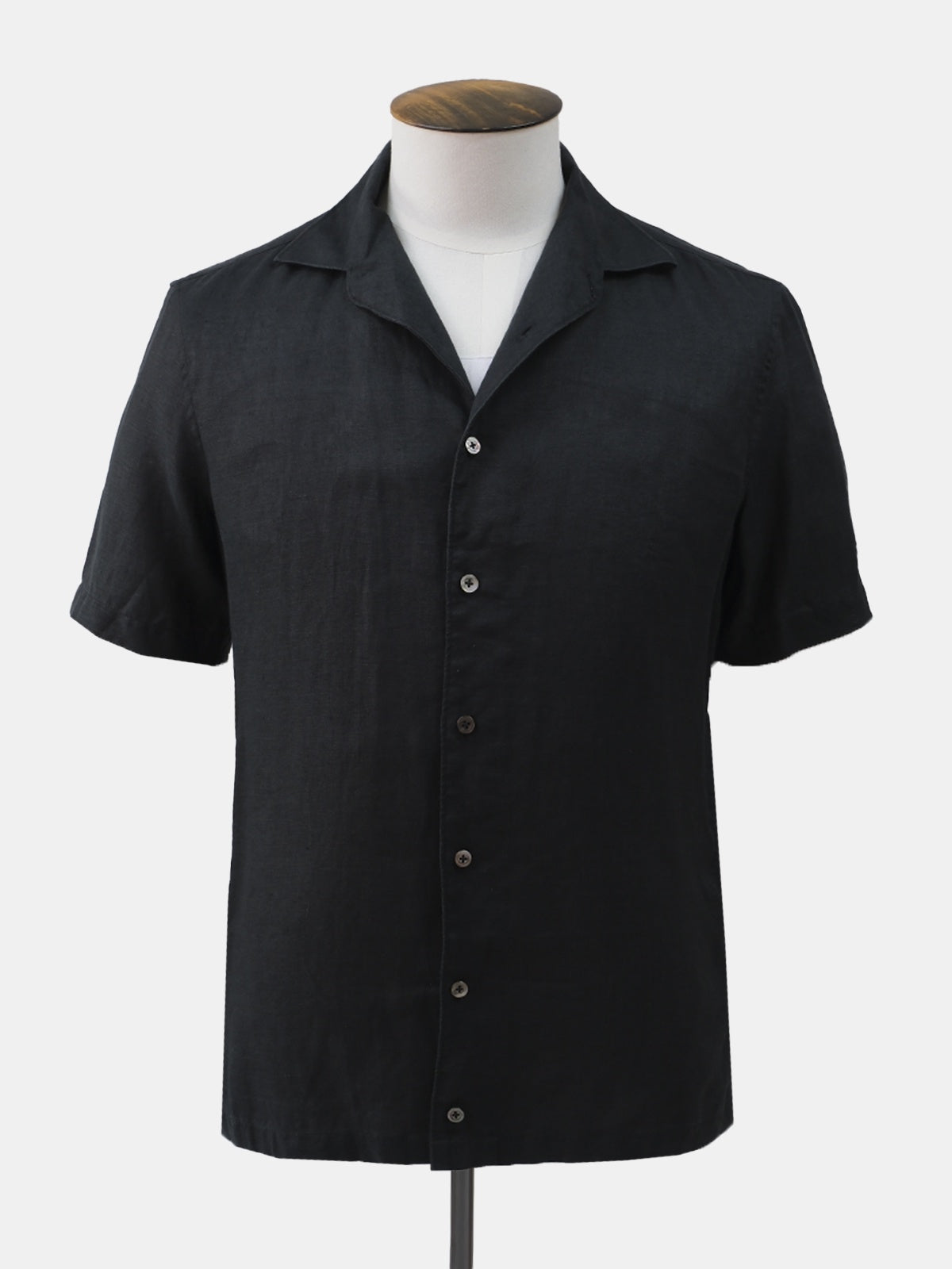 Black Linen Short Sleeved Shirt  - LUCKY LAST