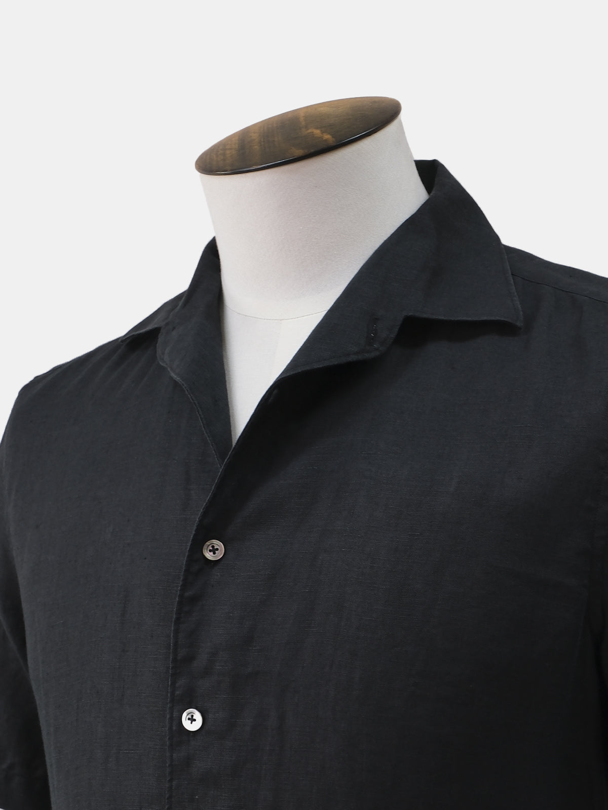 Black Linen Short Sleeved Shirt  - LUCKY LAST