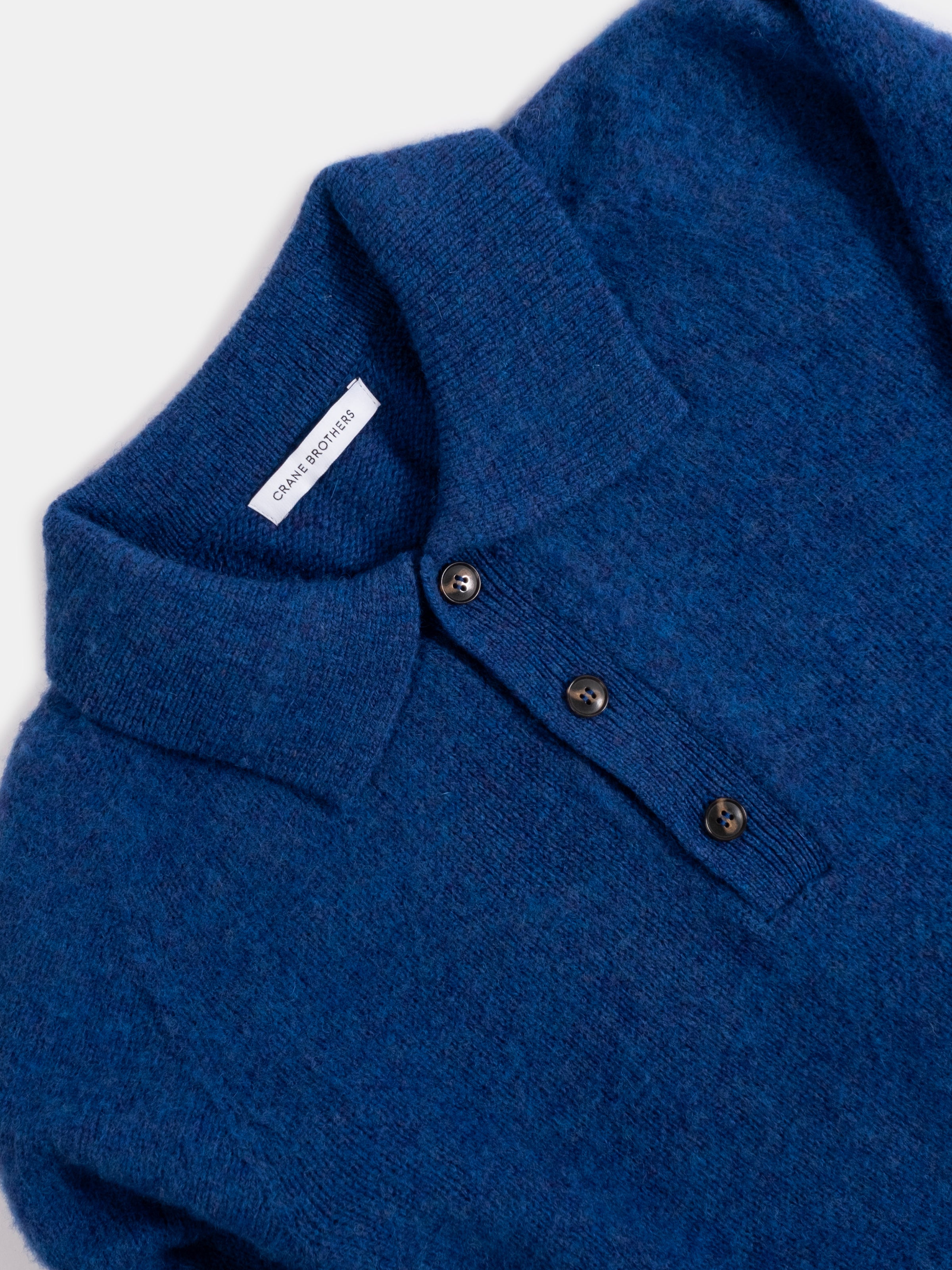Heavy Gauge Shetland Polo - Ocean