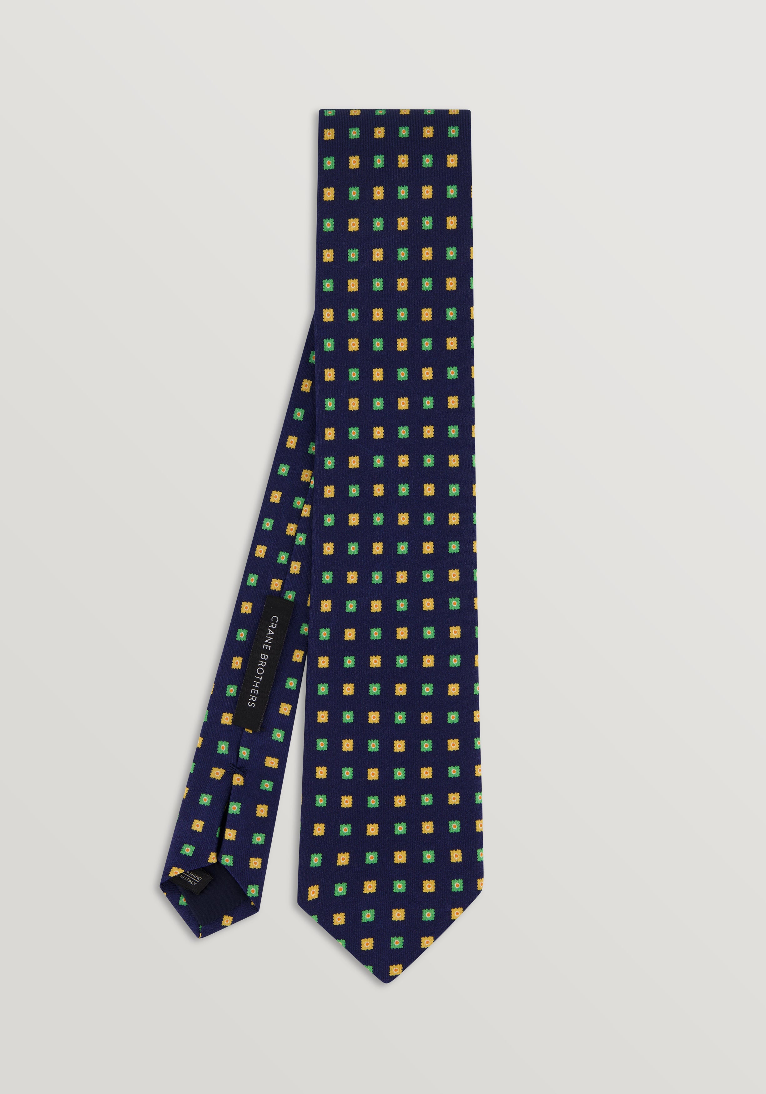 Silk Lime Coral Tie - Navy