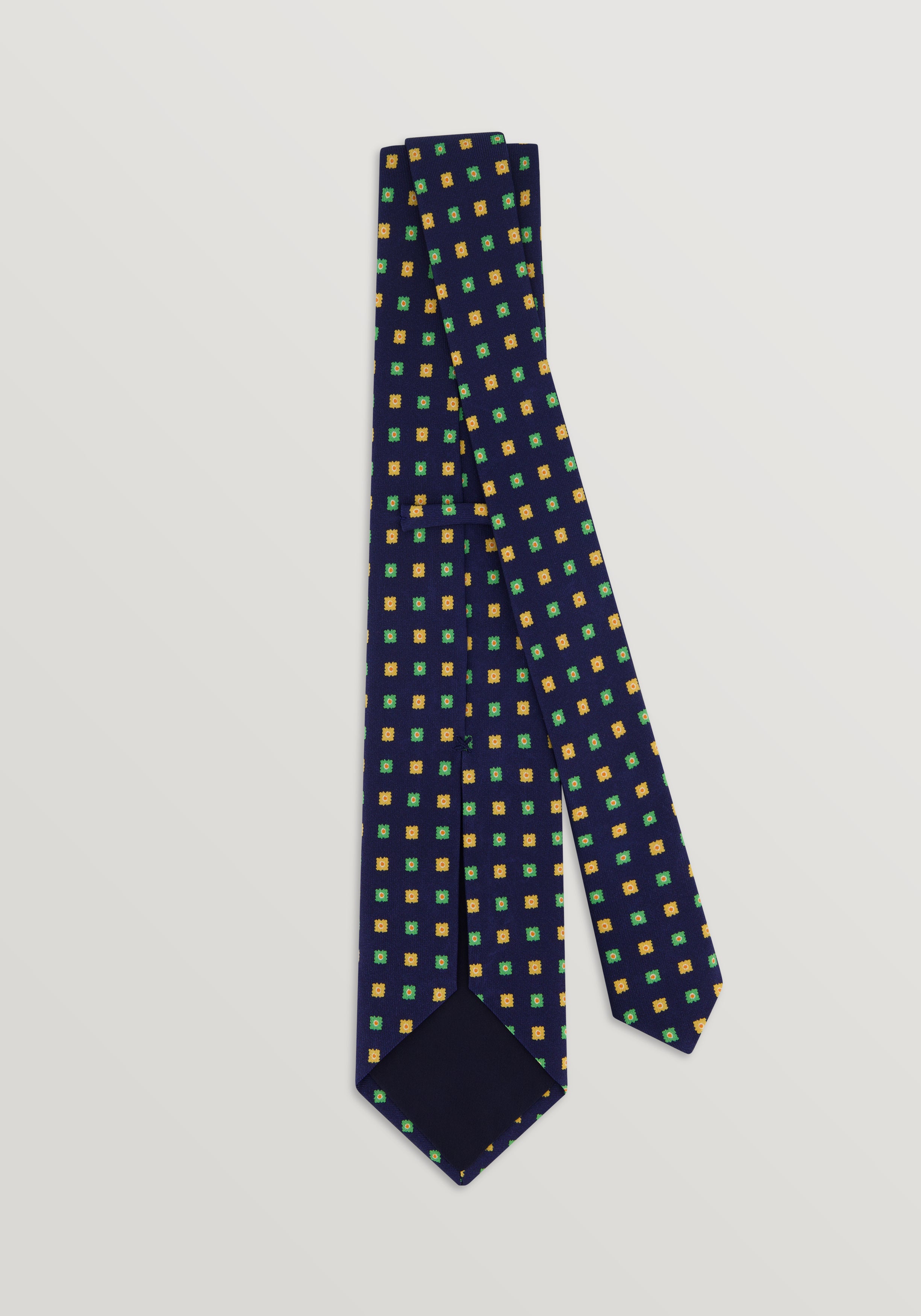 Silk Lime Coral Tie - Navy