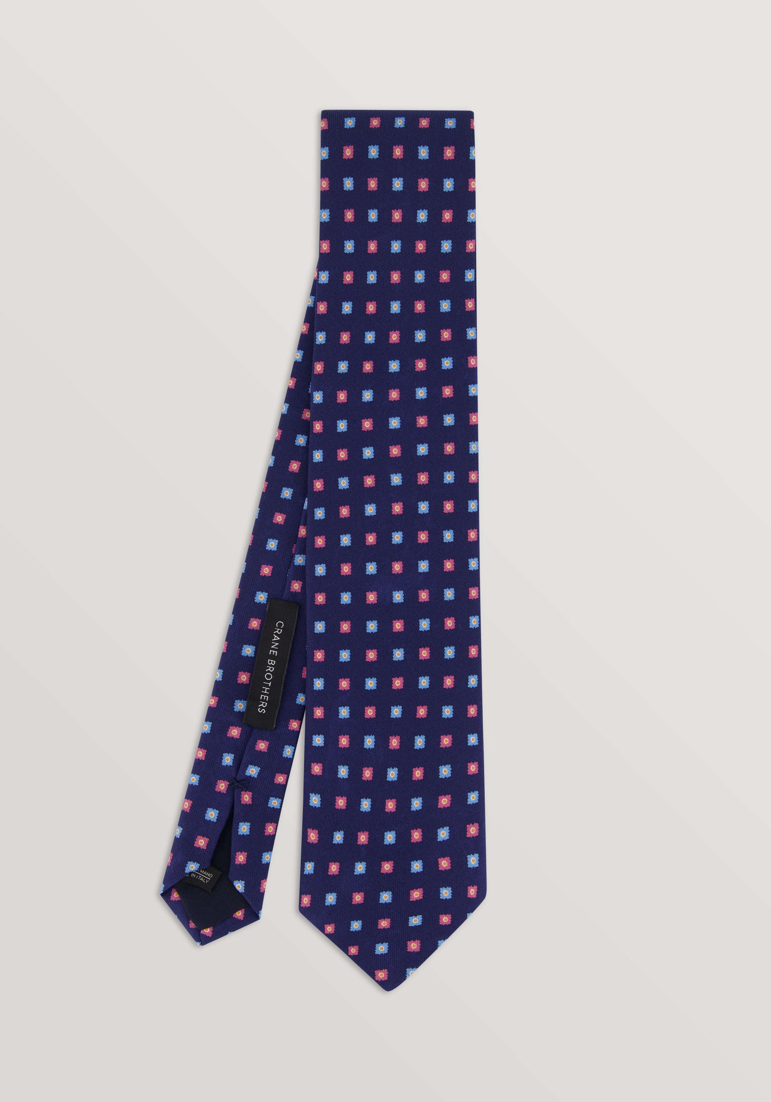 Silk Rose Coral Tie - Navy