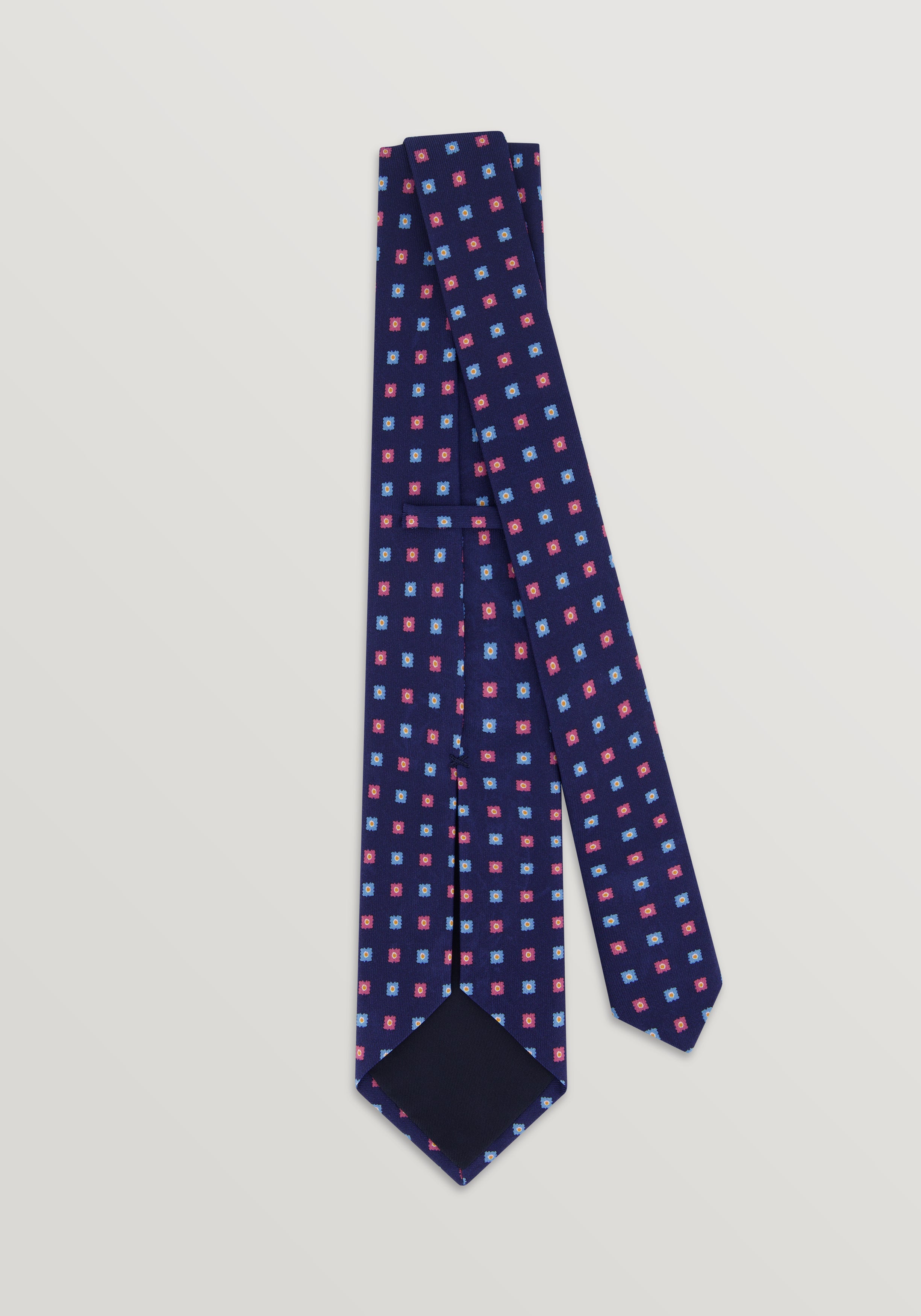 Silk Rose Coral Tie - Navy