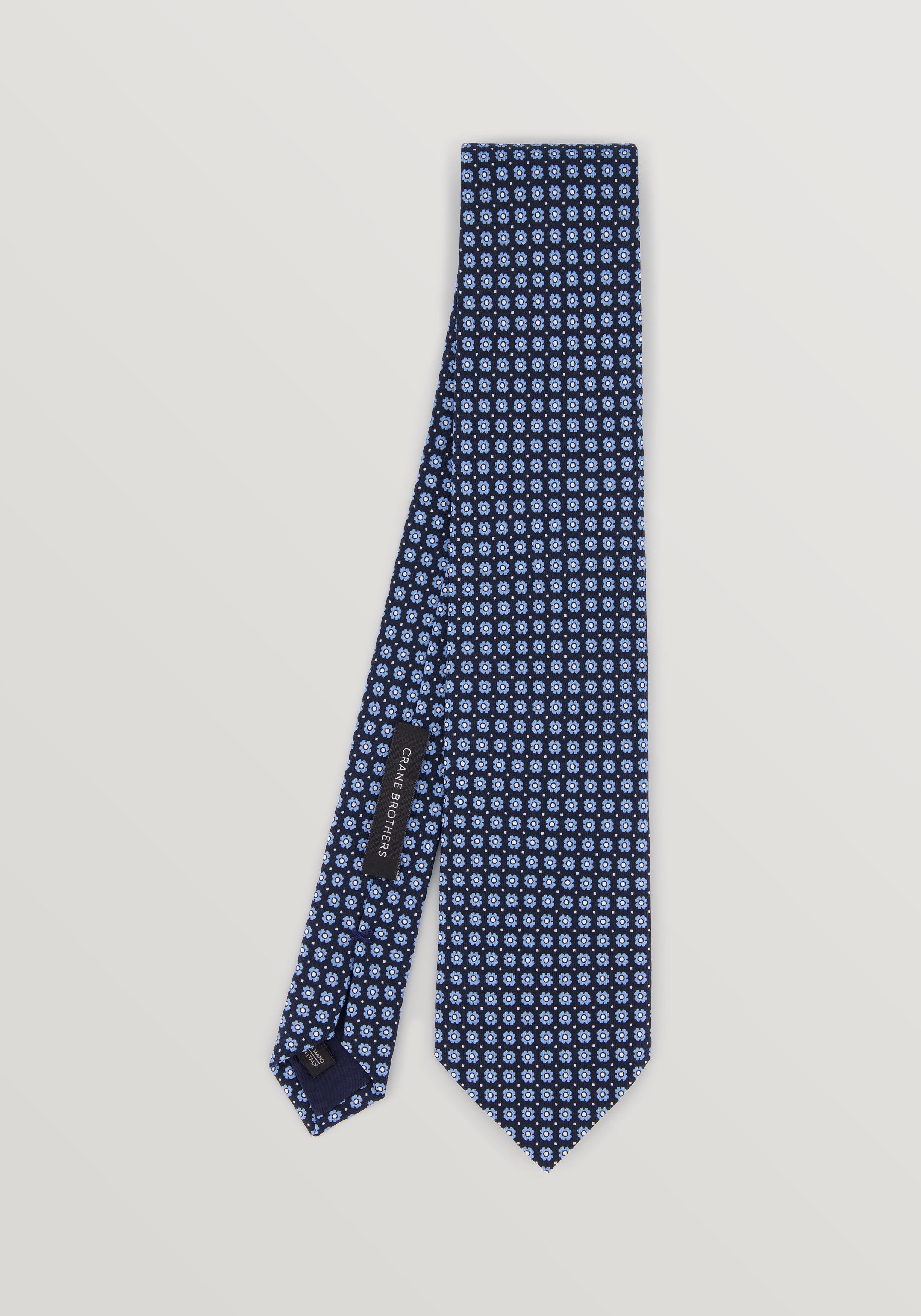 Silk Anemone Floral Tie - Navy