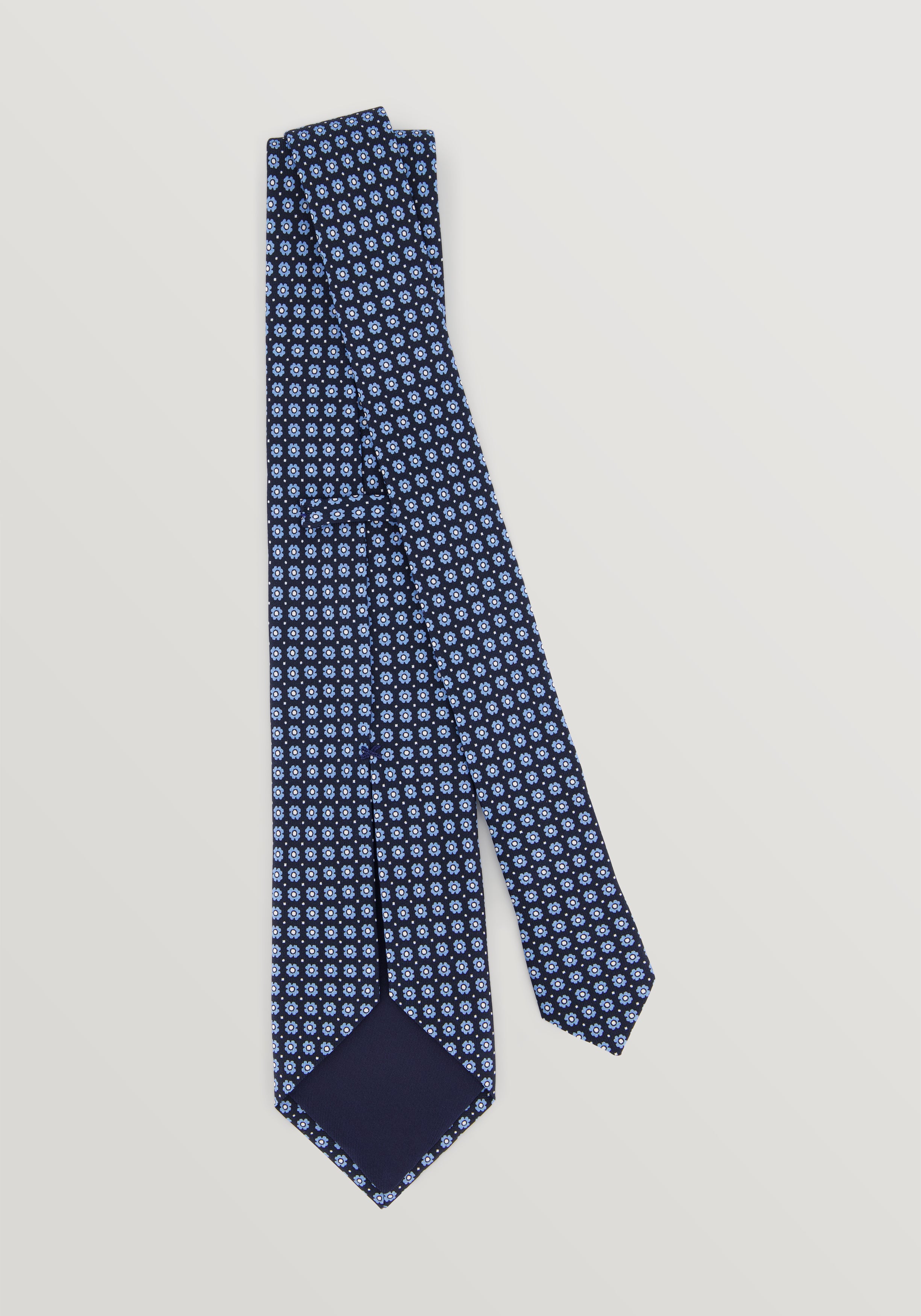 Silk Anemone Floral Tie - Navy