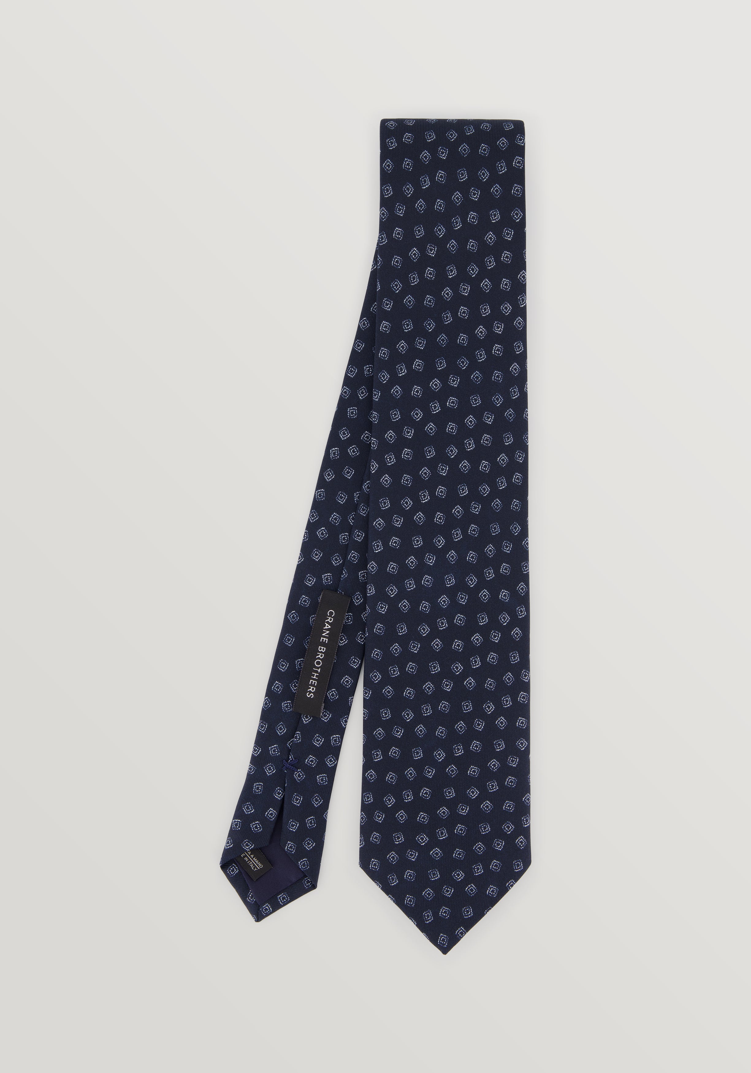 Silk Aqua Motif Tie - Navy