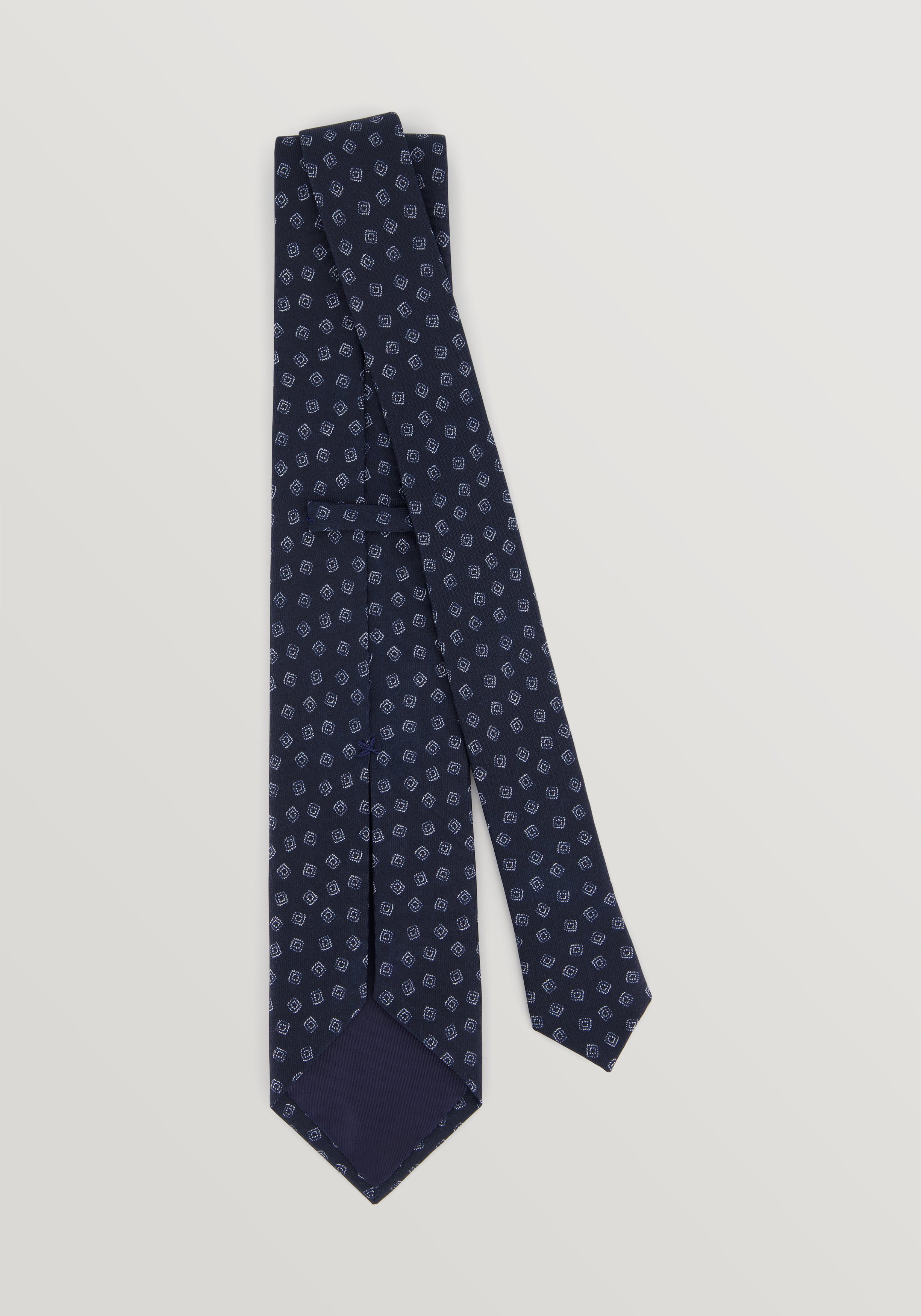 Silk Aqua Motif Tie - Navy