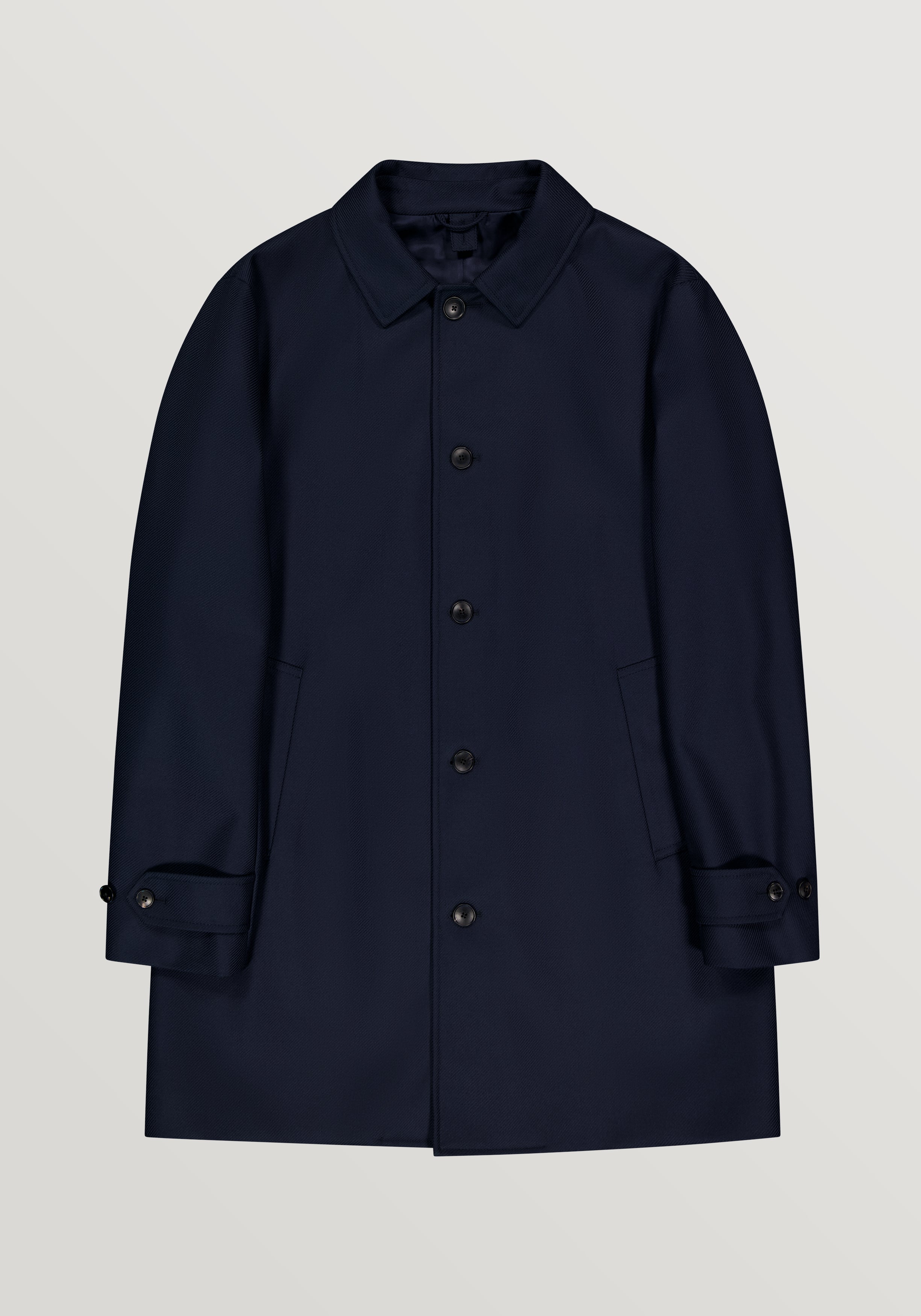 Single-Breasted Car Coat With Liner - Midnight Navy