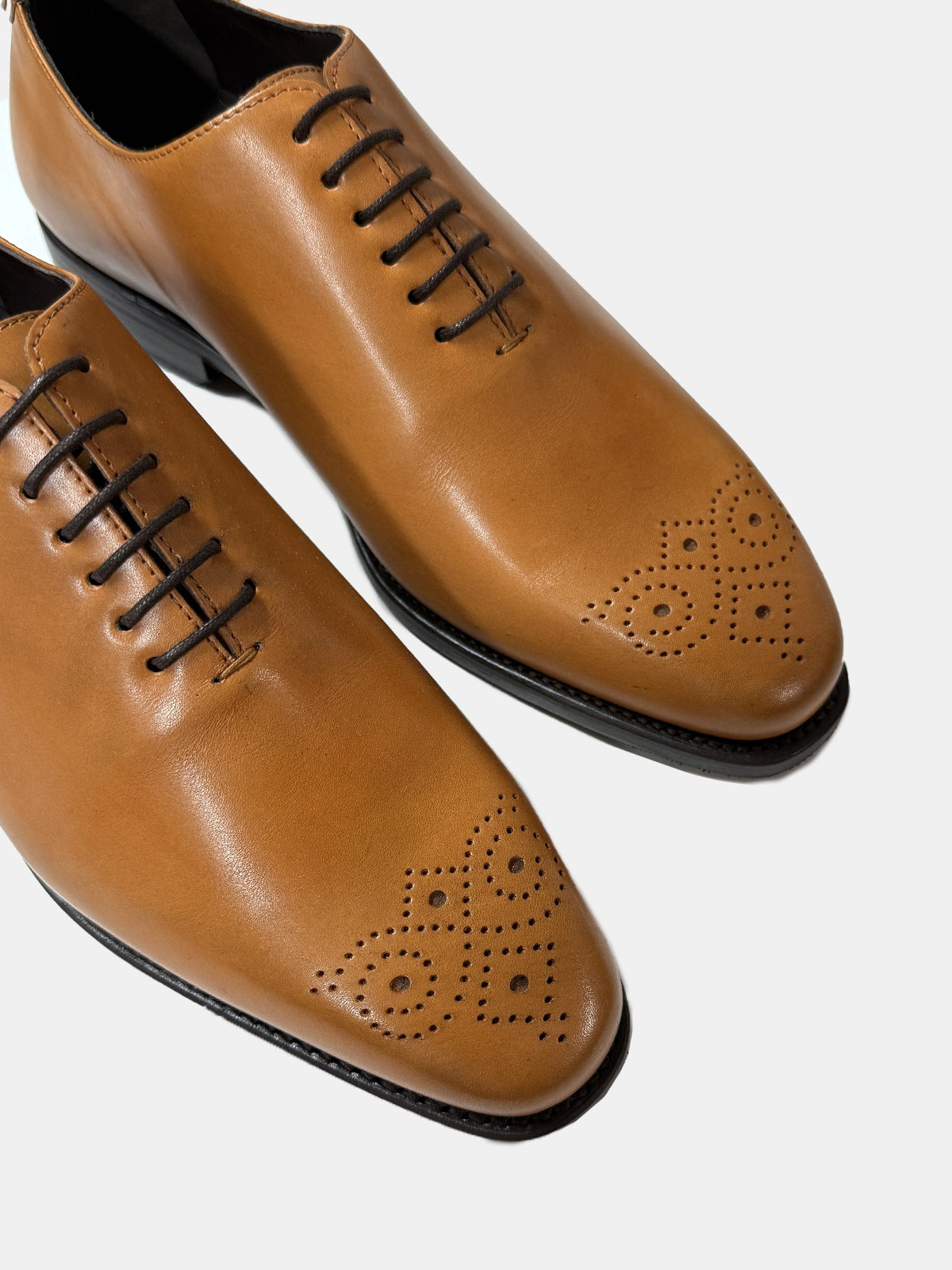 Tan Leather Whole Cut Oxford Shoe - Sample  - LUCKY LAST
