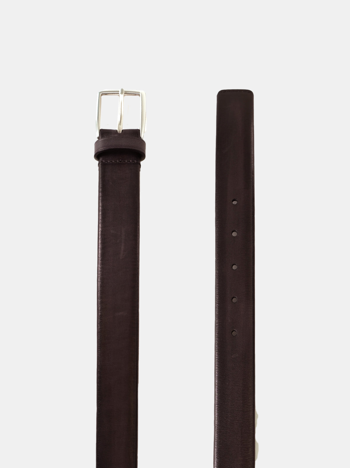 Brown Tubular Leather 30mm Belt - Tolomeo