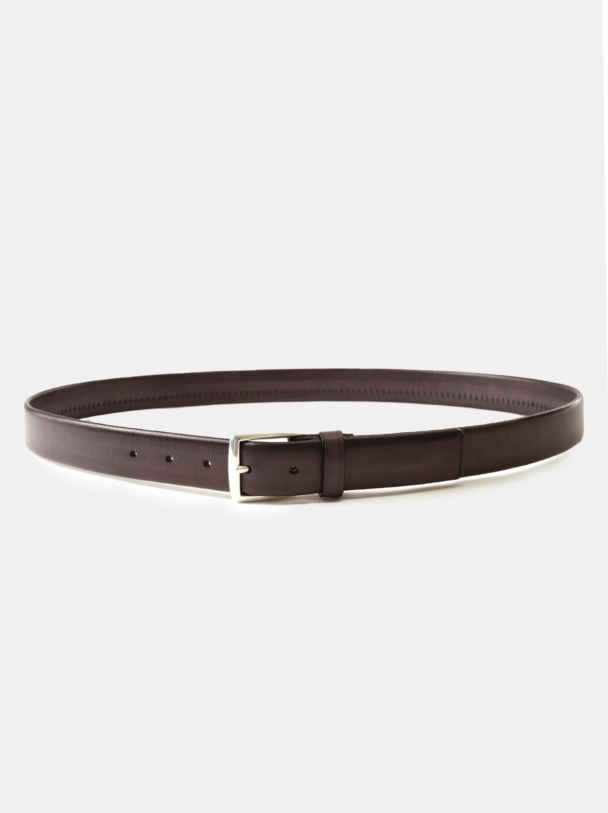 Brown Tubular Leather 30mm Belt - Tolomeo