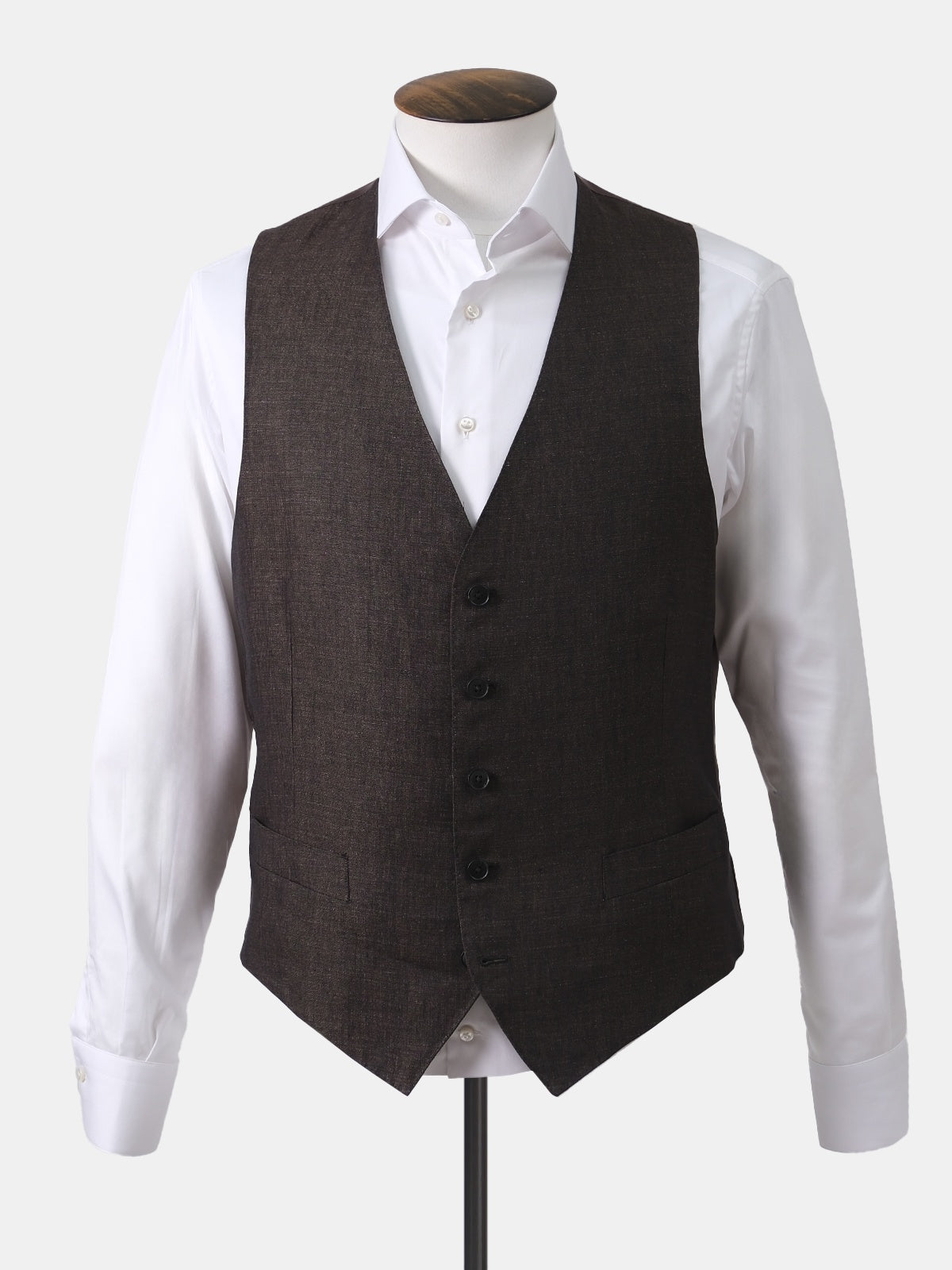 Chocolate Brown Linen Waistcoat - LUCKY LAST