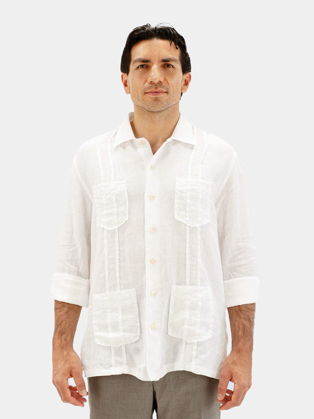Linen Guayabera Shirt - White