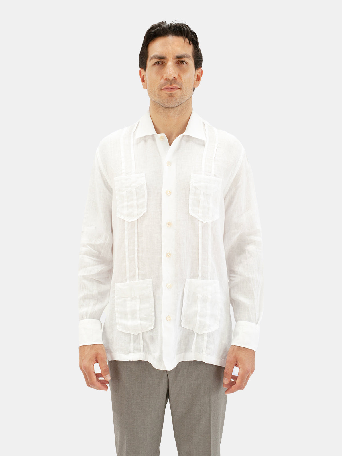 Linen Guayabera Shirt - White