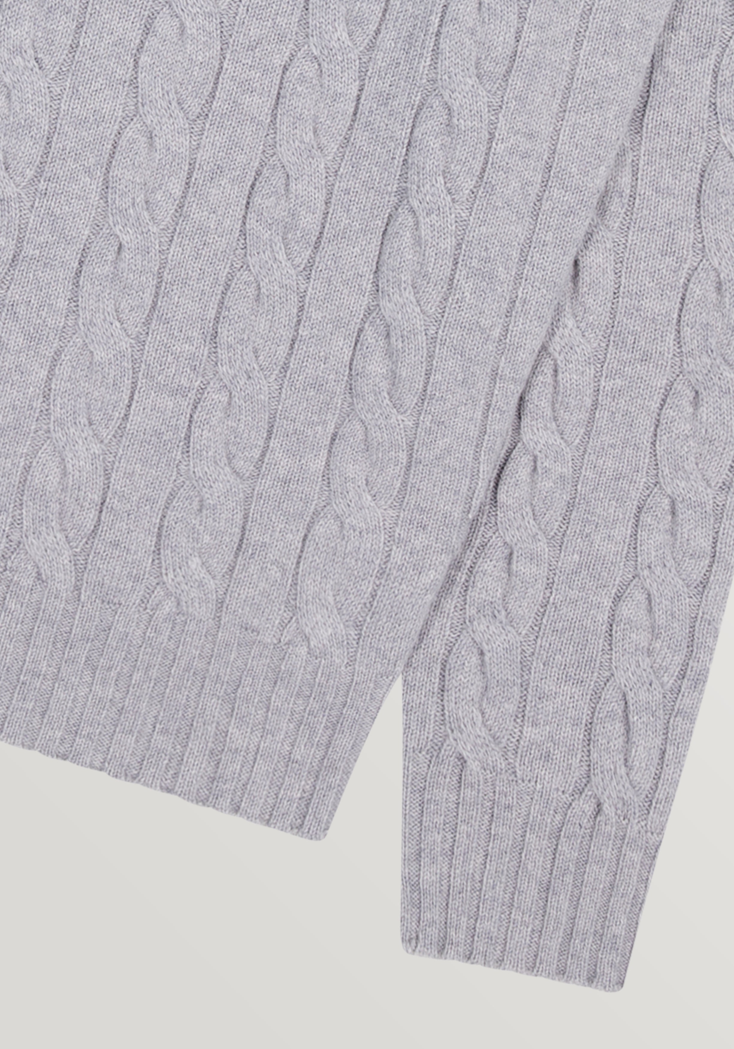 Wool & Cashmere Cable Turtle Neck Sweater - Heather Grey