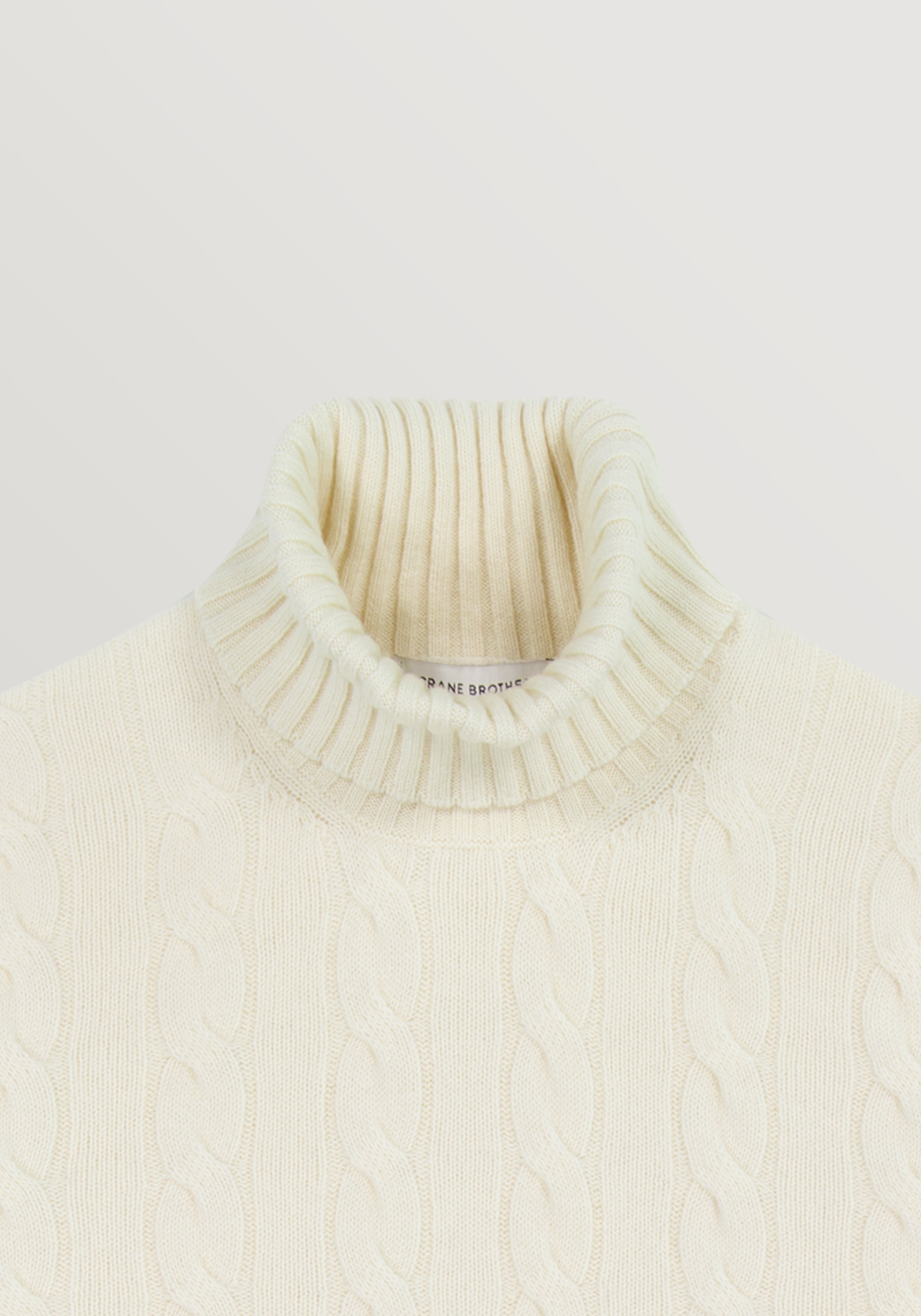 Wool & Cashmere Cable Turtle Neck Sweater - Ivory