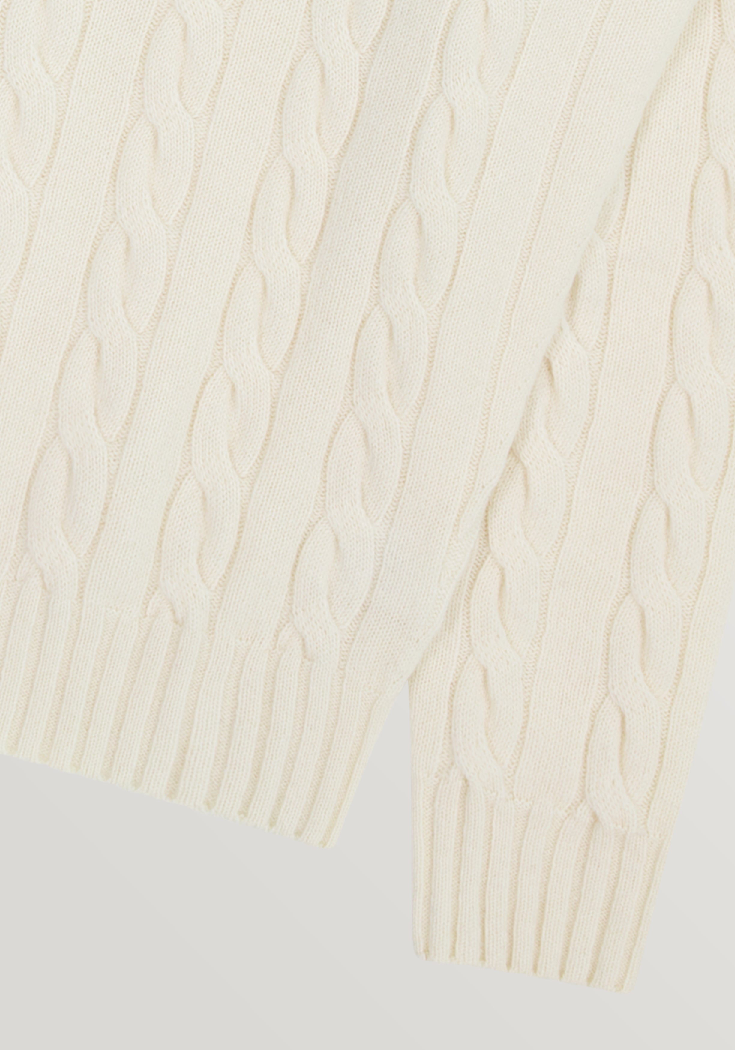 Wool & Cashmere Cable Turtle Neck Sweater - Ivory