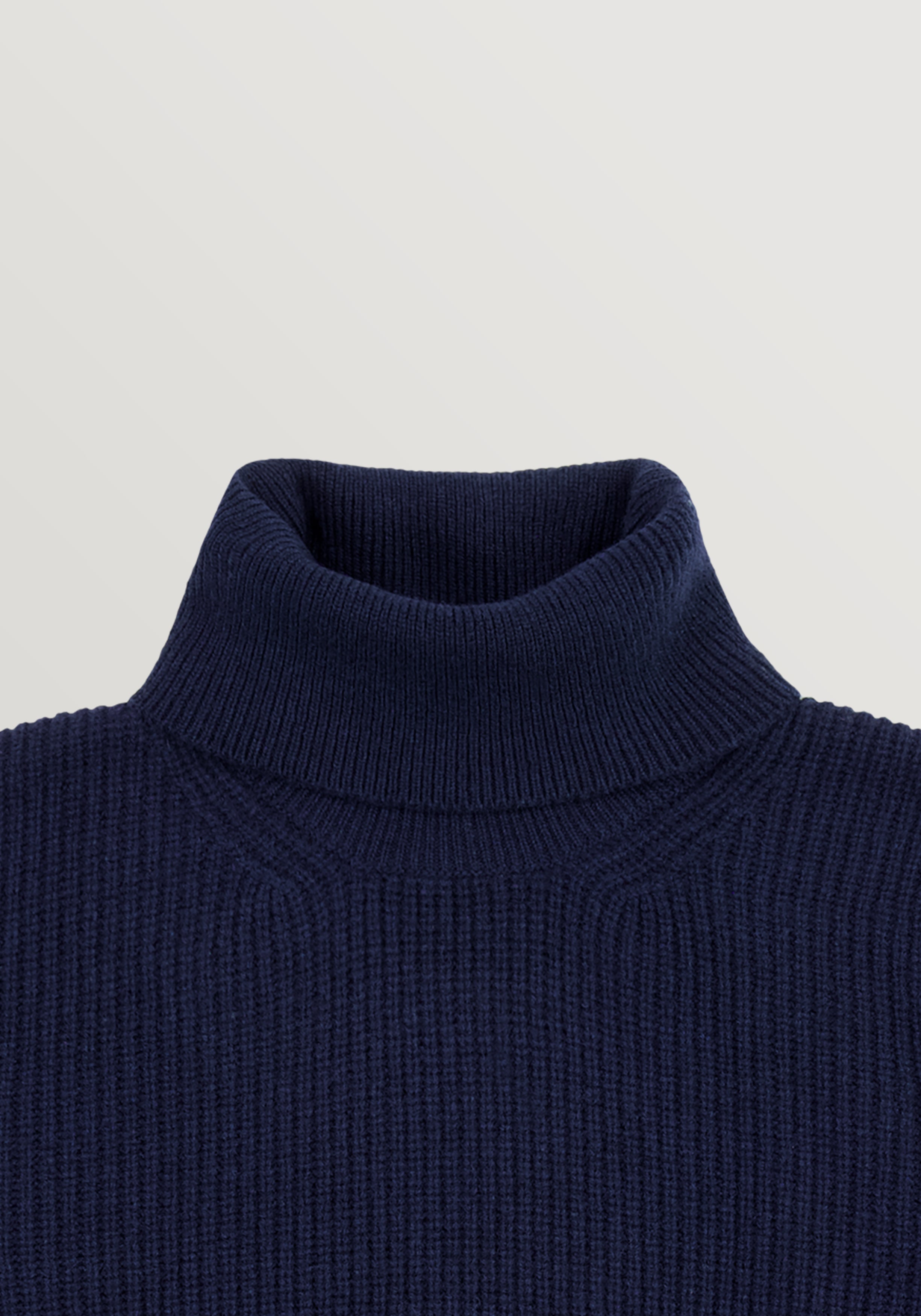 Wool & Cashmere Ribbed Turtle Neck Sweater - Midnight Blue