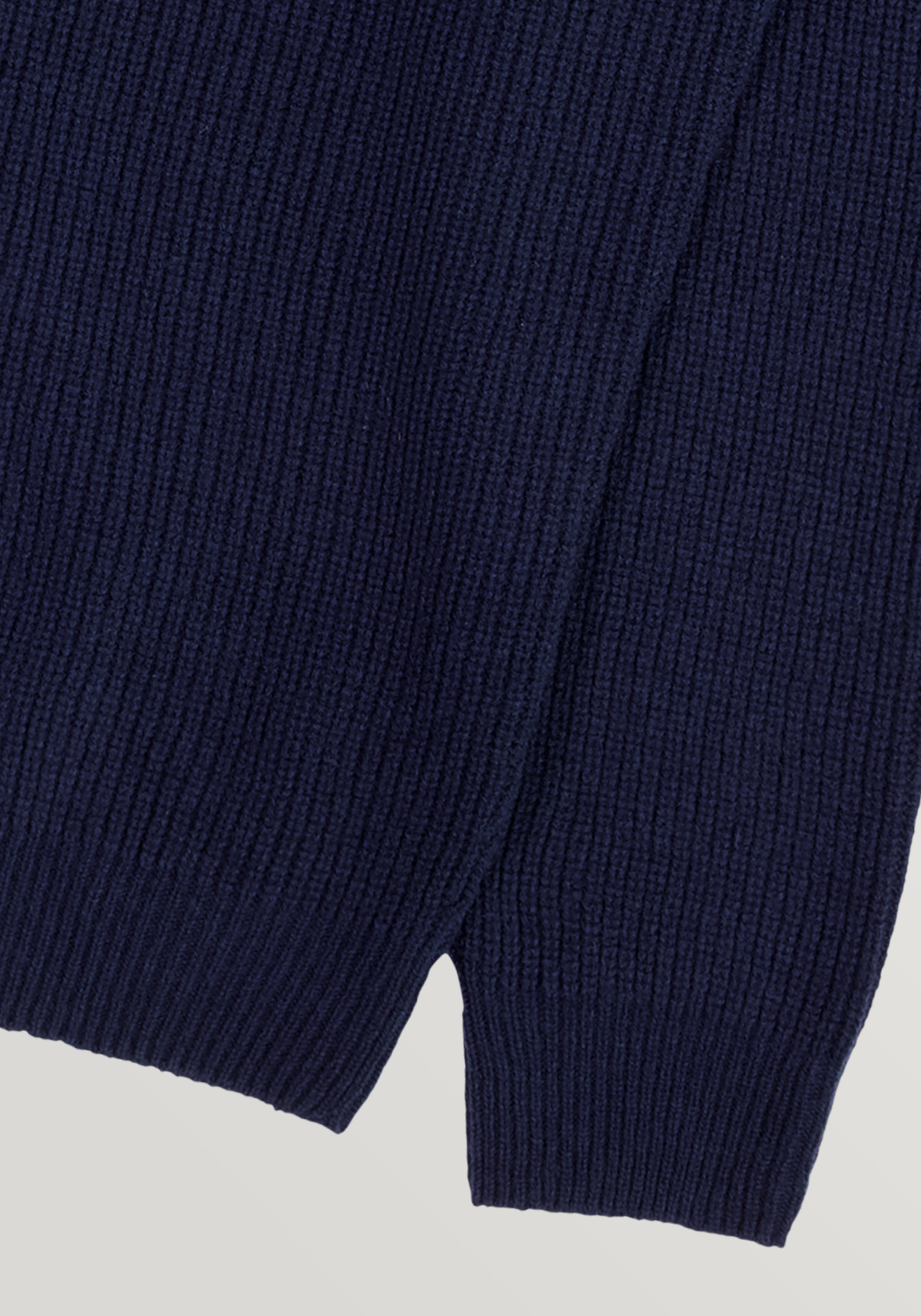 Wool & Cashmere Ribbed Zip Knit Sweater - Midnight Blue
