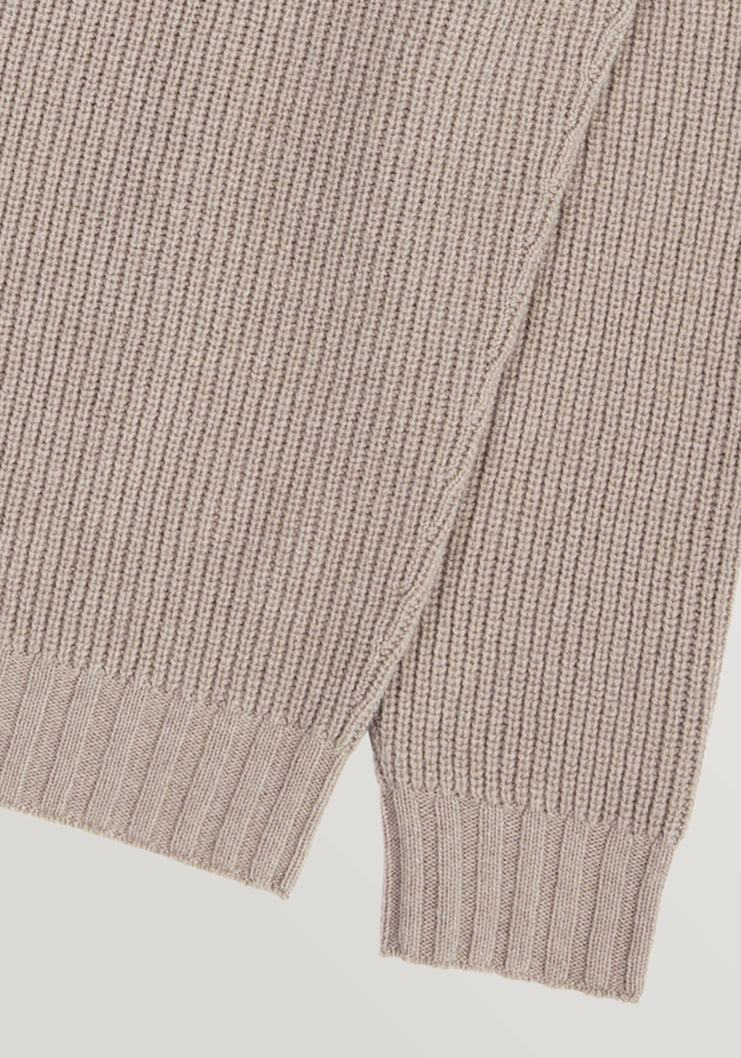 Wool & Cashmere Ribbed Zip Knit Sweater - Beige
