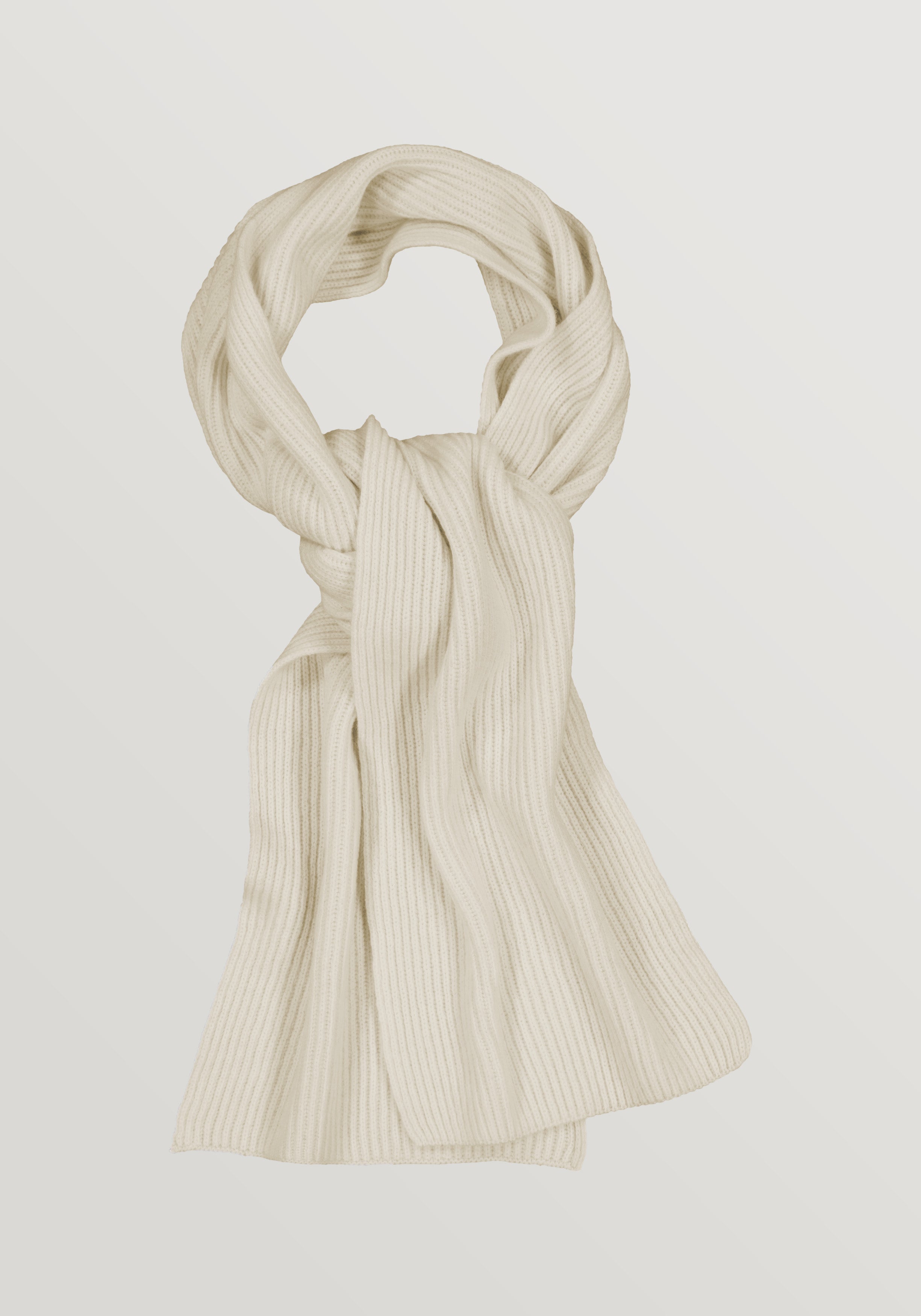 Wool Cashmere English Rib Scarf SAMPLE - Natural