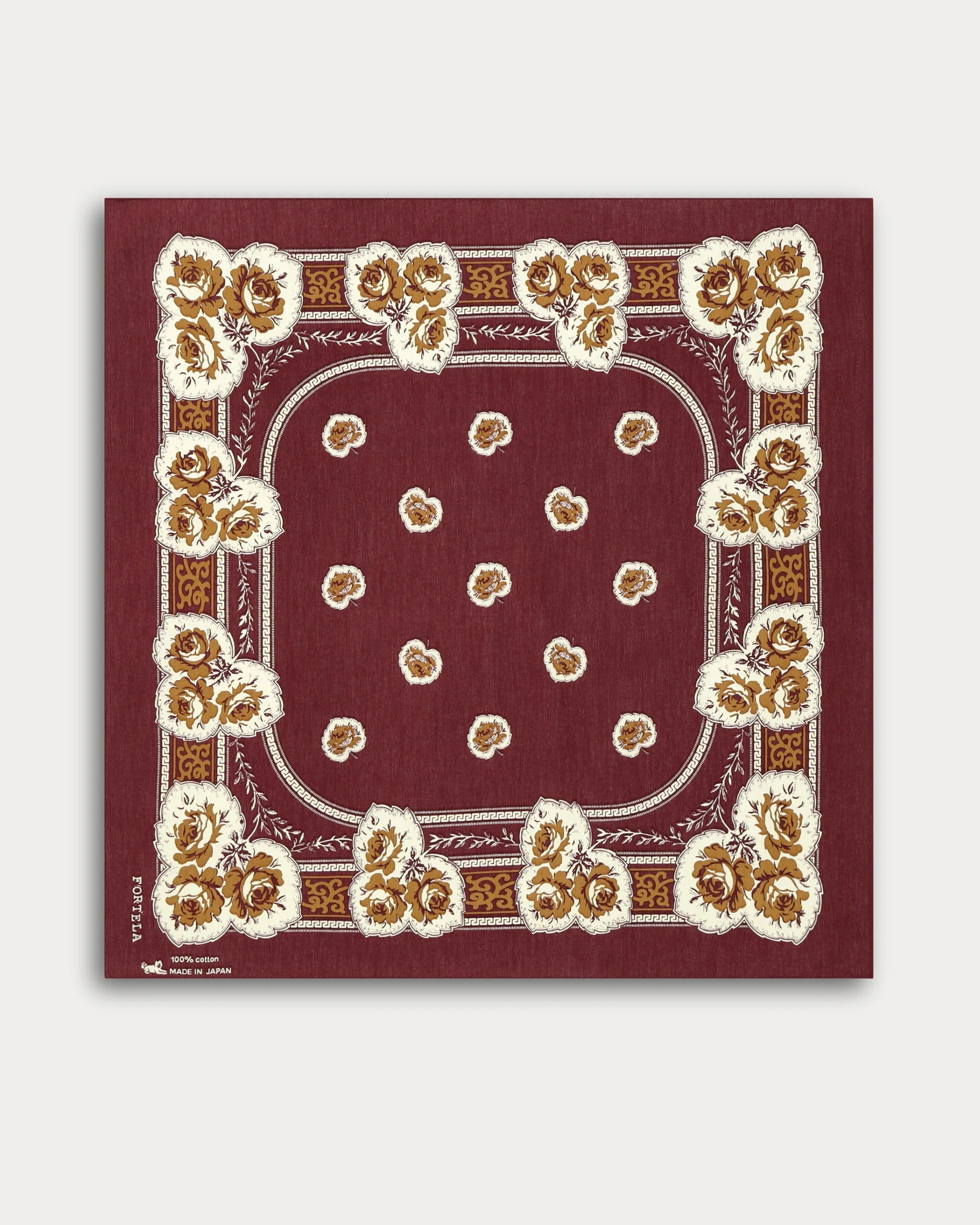 Fortela Printed Rose Bandana - Burgundy