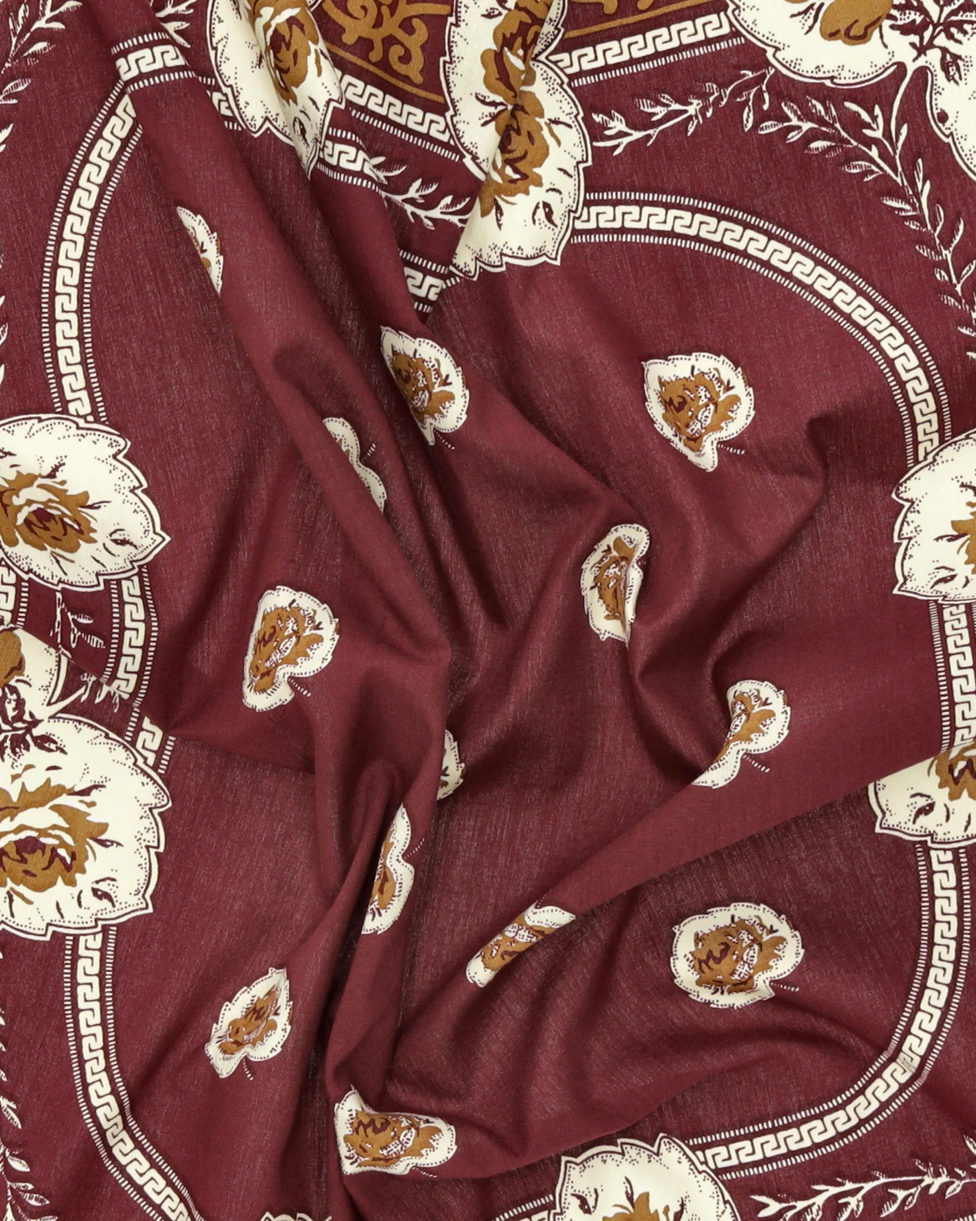 Fortela Printed Rose Bandana - Burgundy