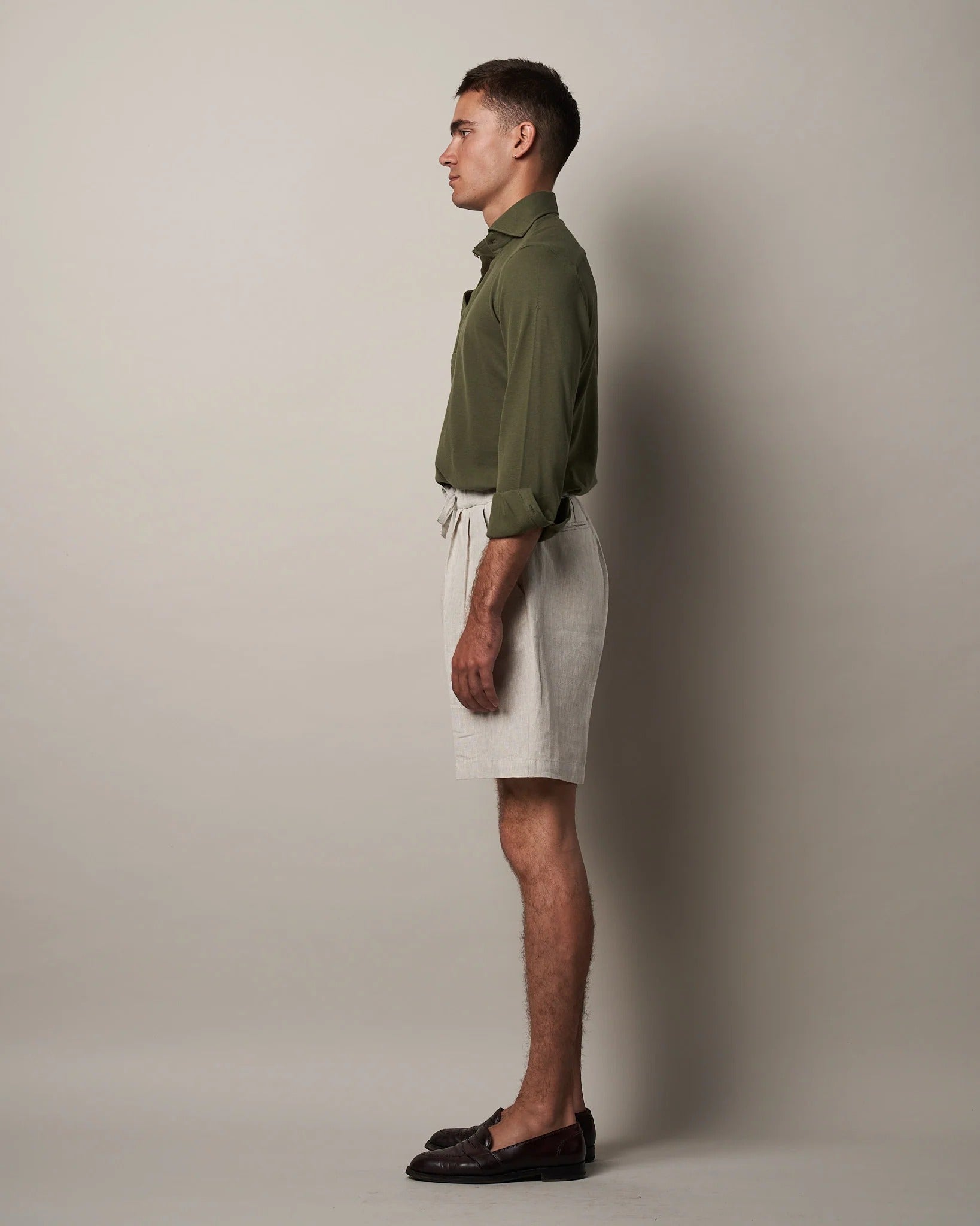 Informale Linen Drawstring Shorts - Stone