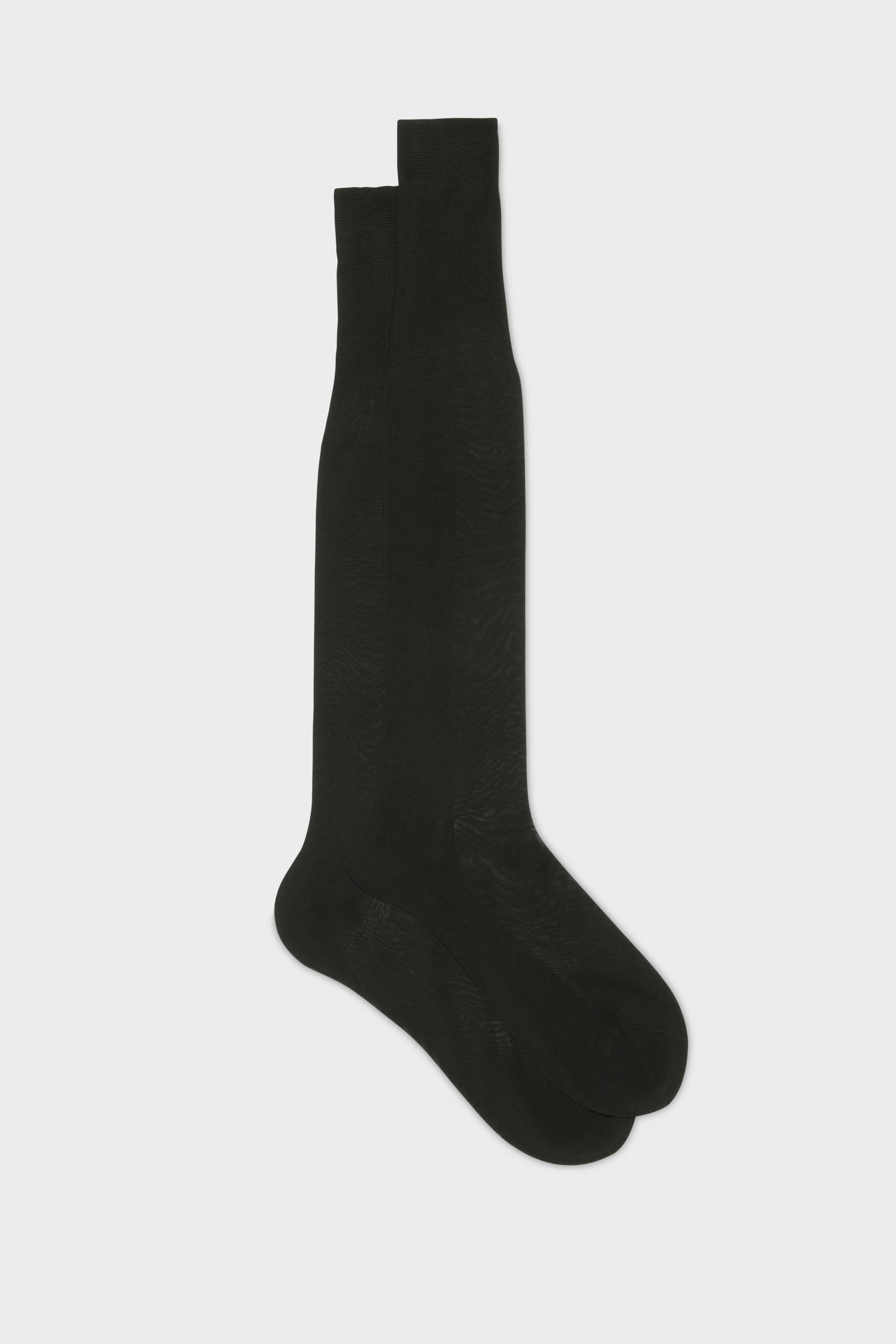 Bresciani Calf Length Plain Cotton Socks - Dark Brown