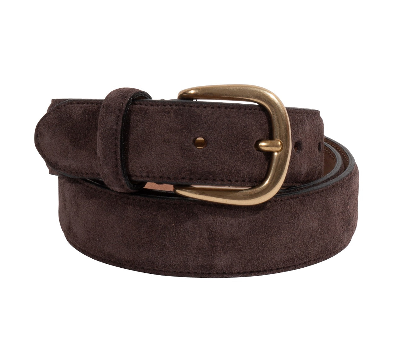 Brown Suede 35mm Belt - Solid Brass Buckle - Lucky Last
