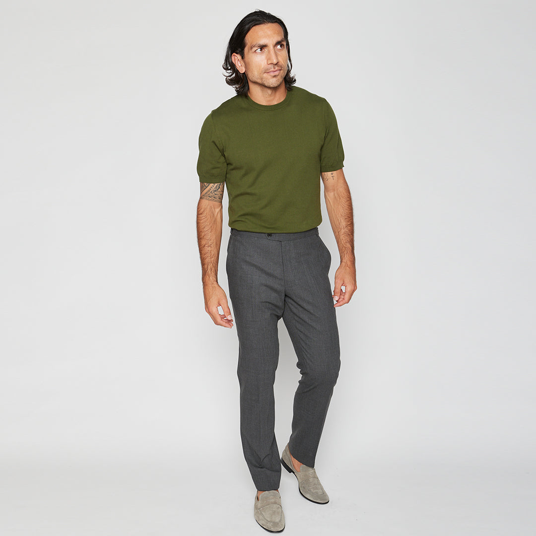 Olive Ribbed T-Shirt | 