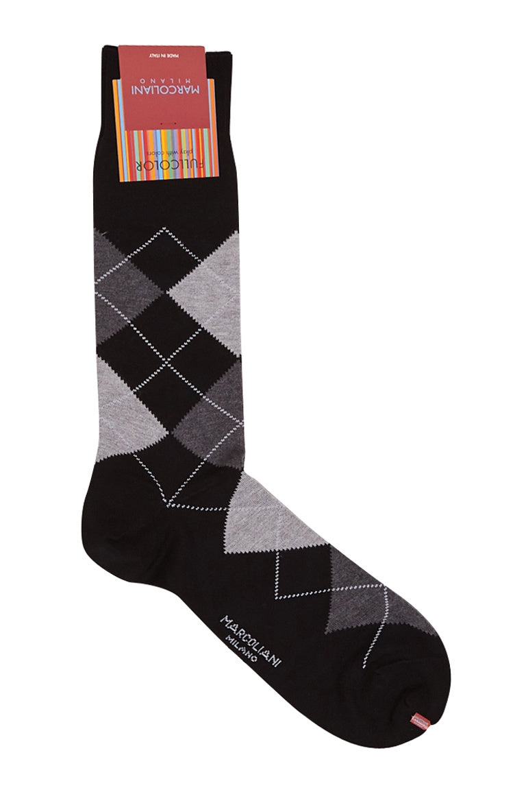 Marcoliani Pima Cotton Argyle Socks - Black
