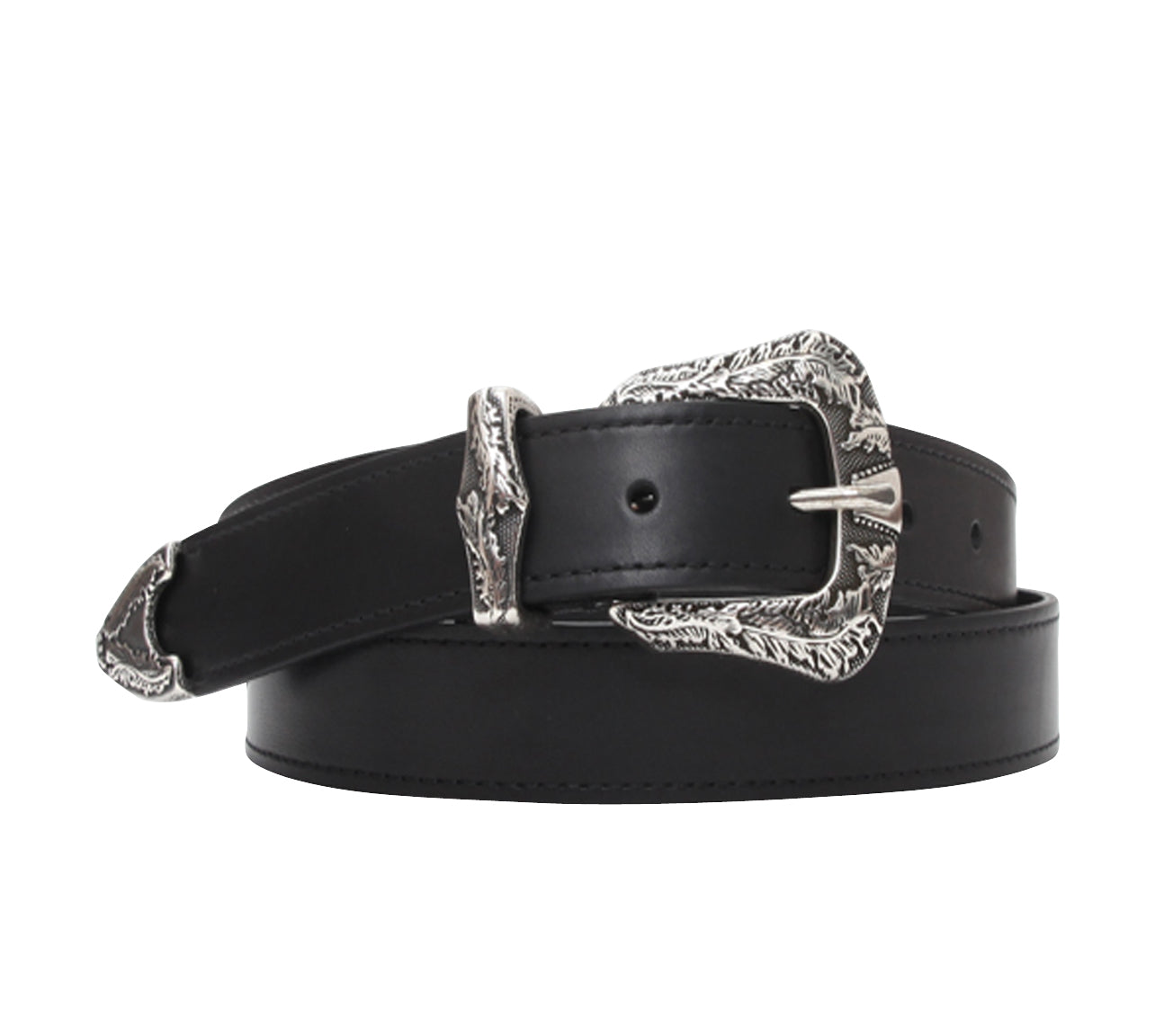 25mm Three Piece Buckle Black Leather Belt - LUCKY LAST