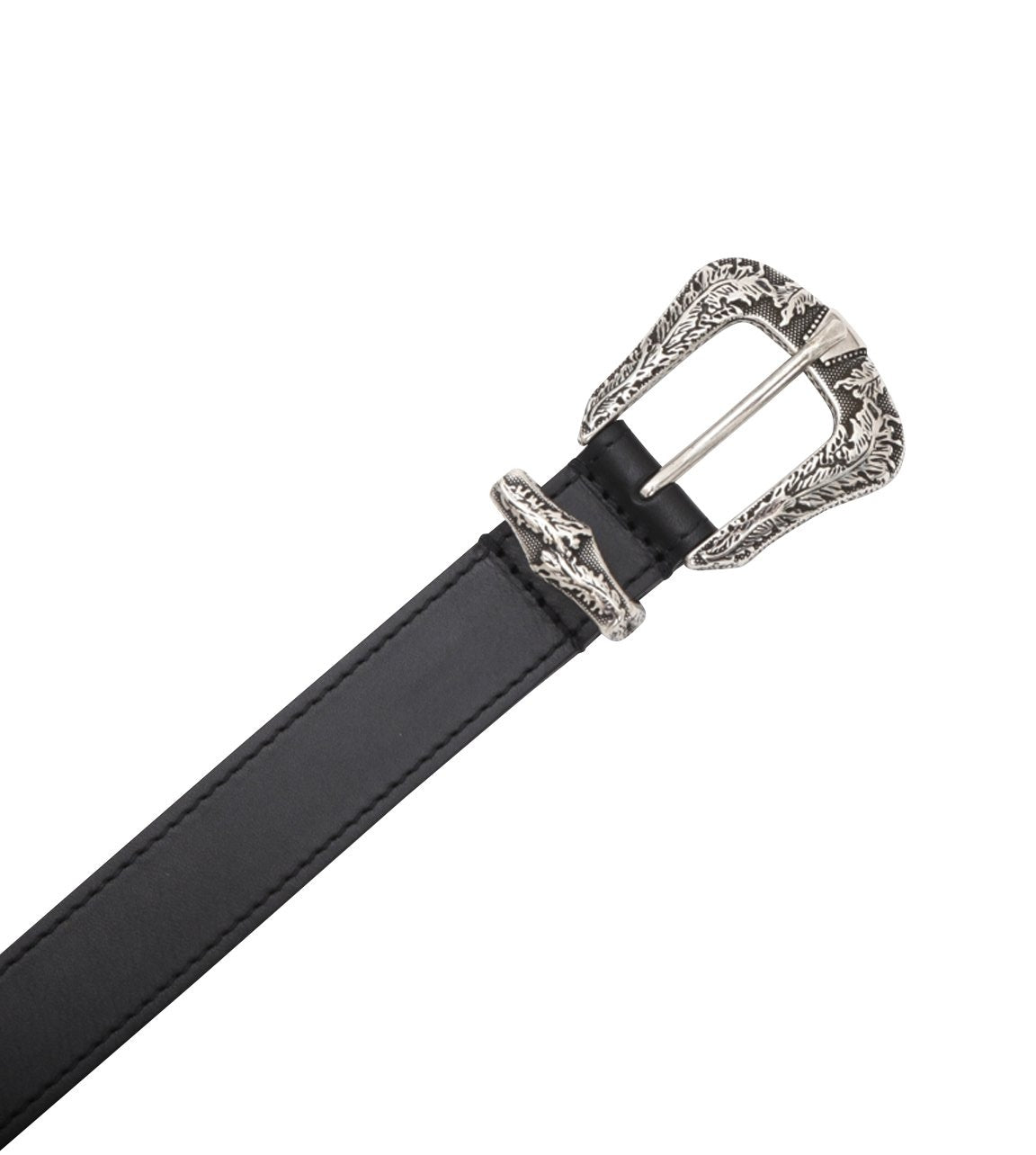 25mm Three Piece Buckle Black Leather Belt - LUCKY LAST