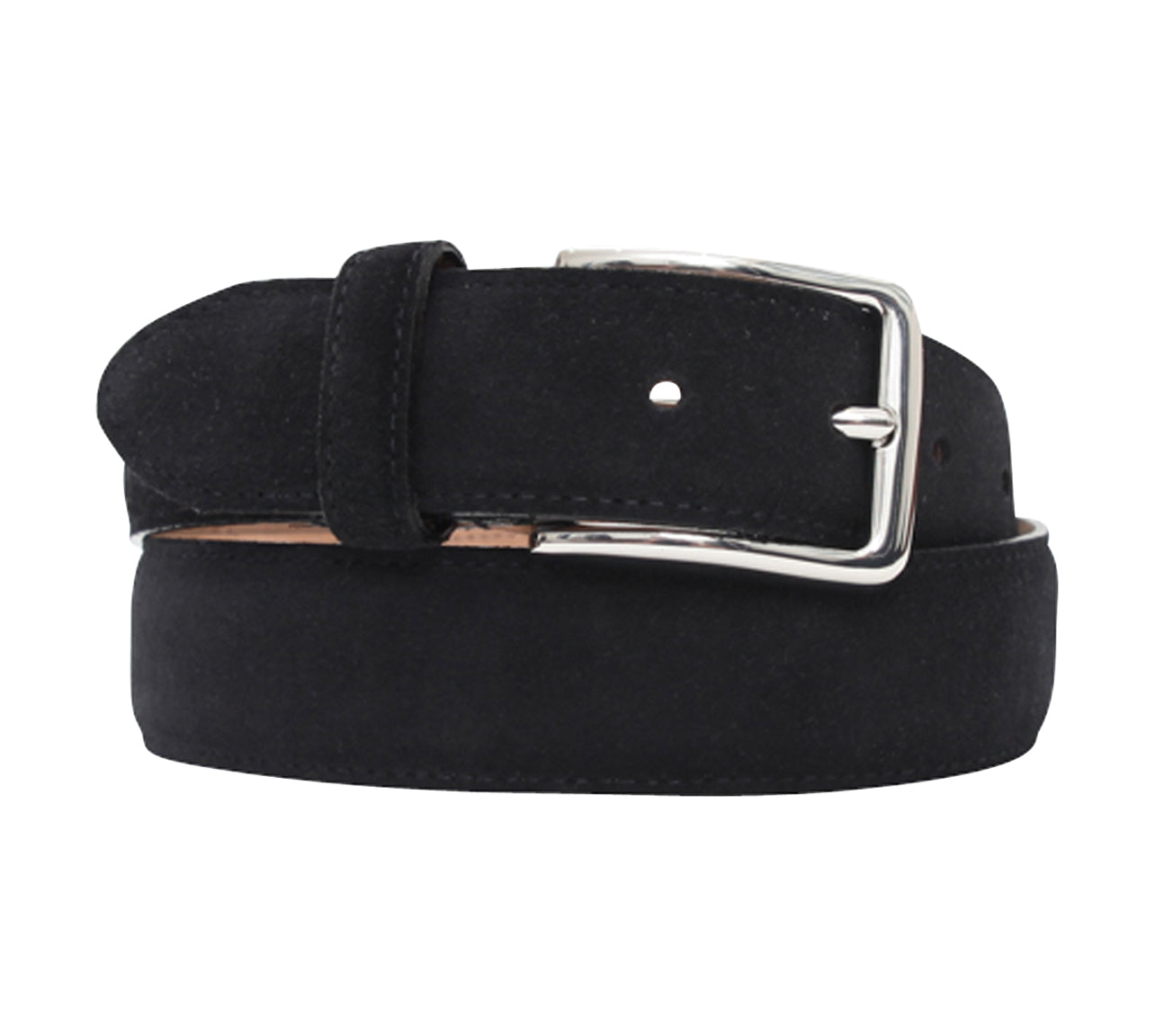 Black Suede 35mm Belt - Silver Buckle - LUCKY LAST