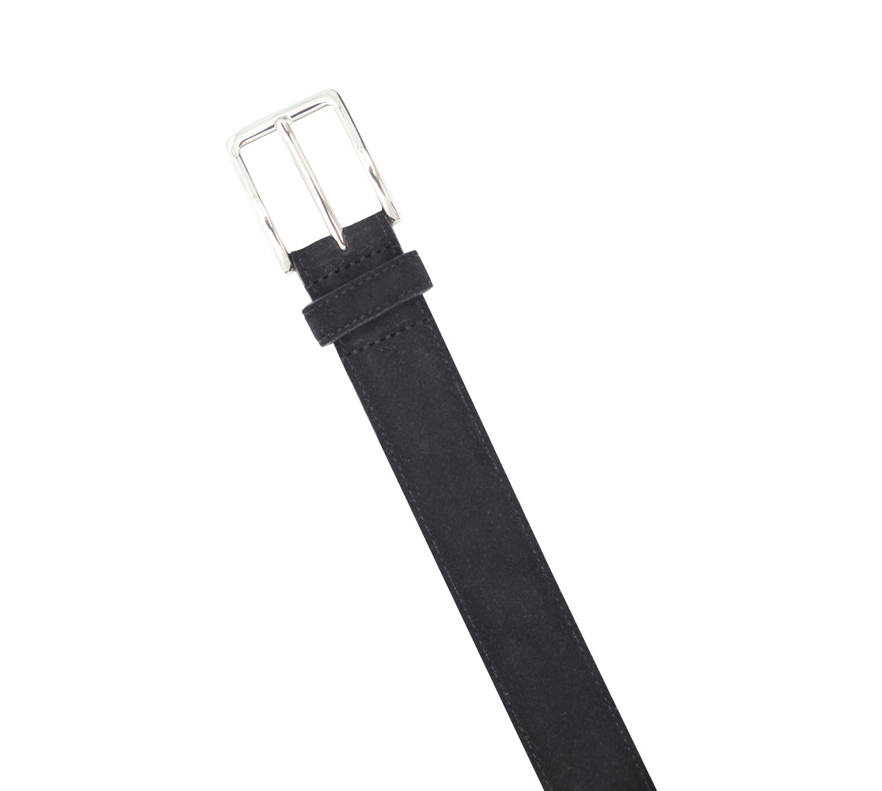 Black Suede 35mm Belt - Silver Buckle - LUCKY LAST