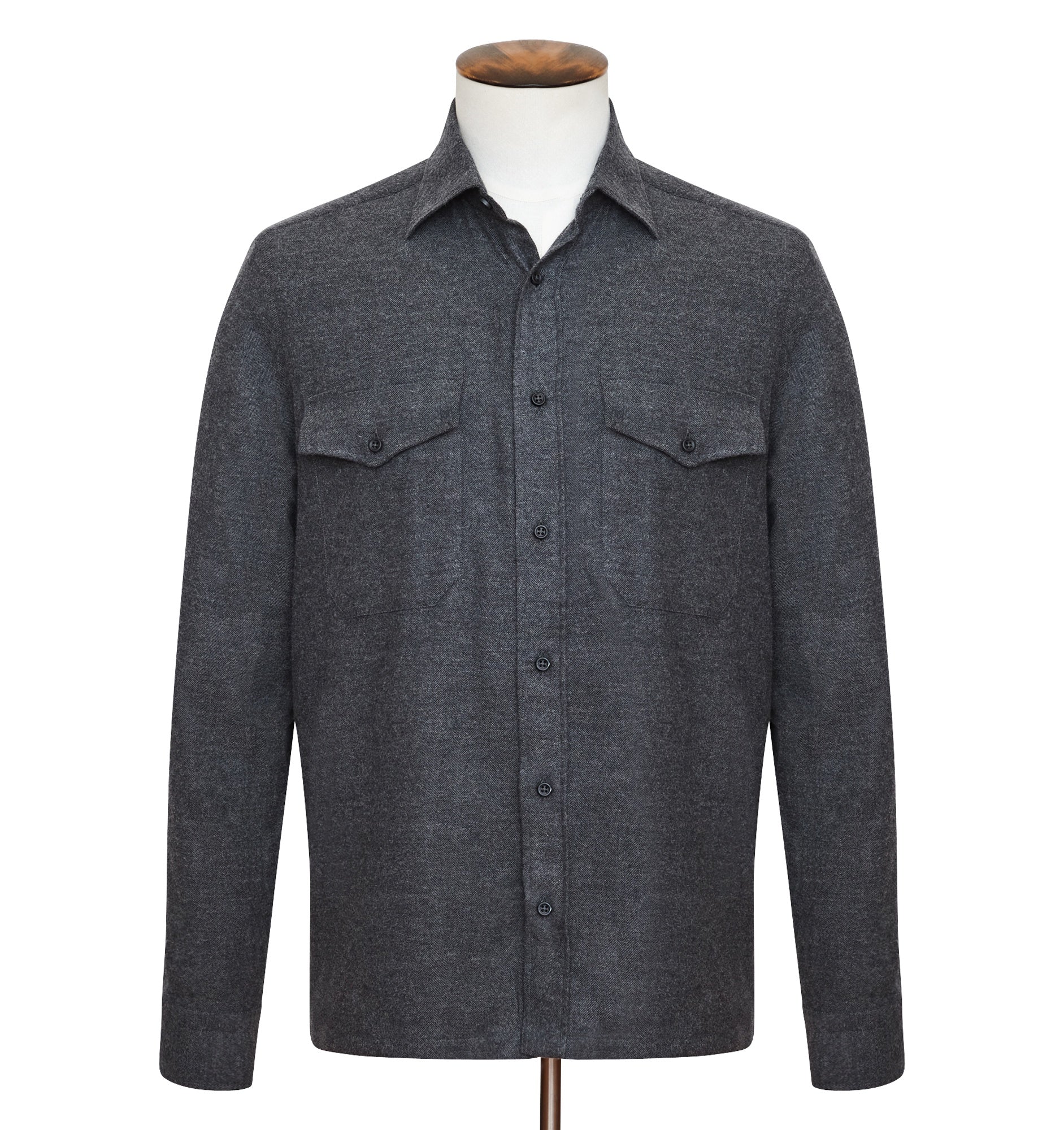 Herringbone Flannel Overshirt - Charcoal  LUCKY LAST