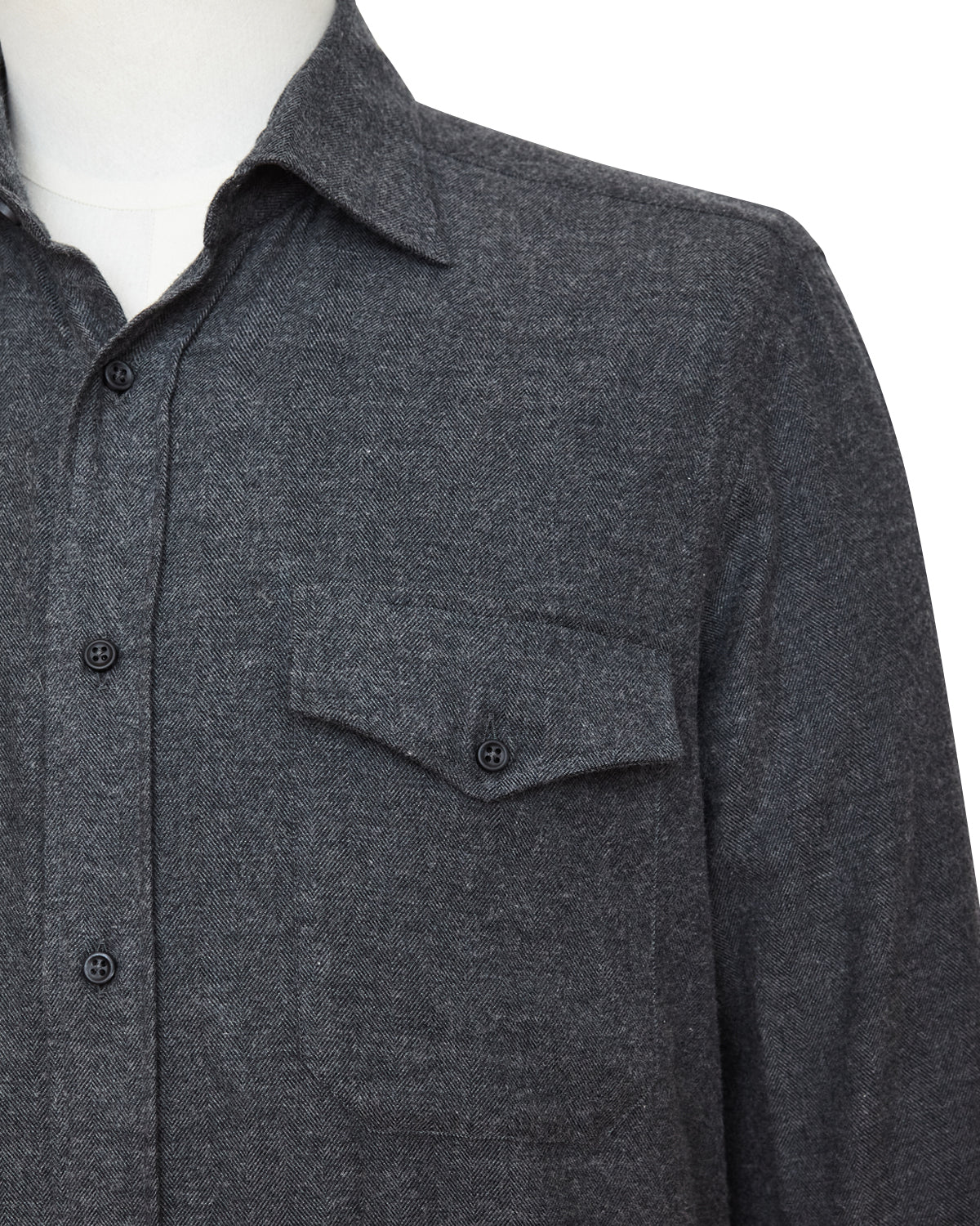 Herringbone Flannel Overshirt - Charcoal  LUCKY LAST