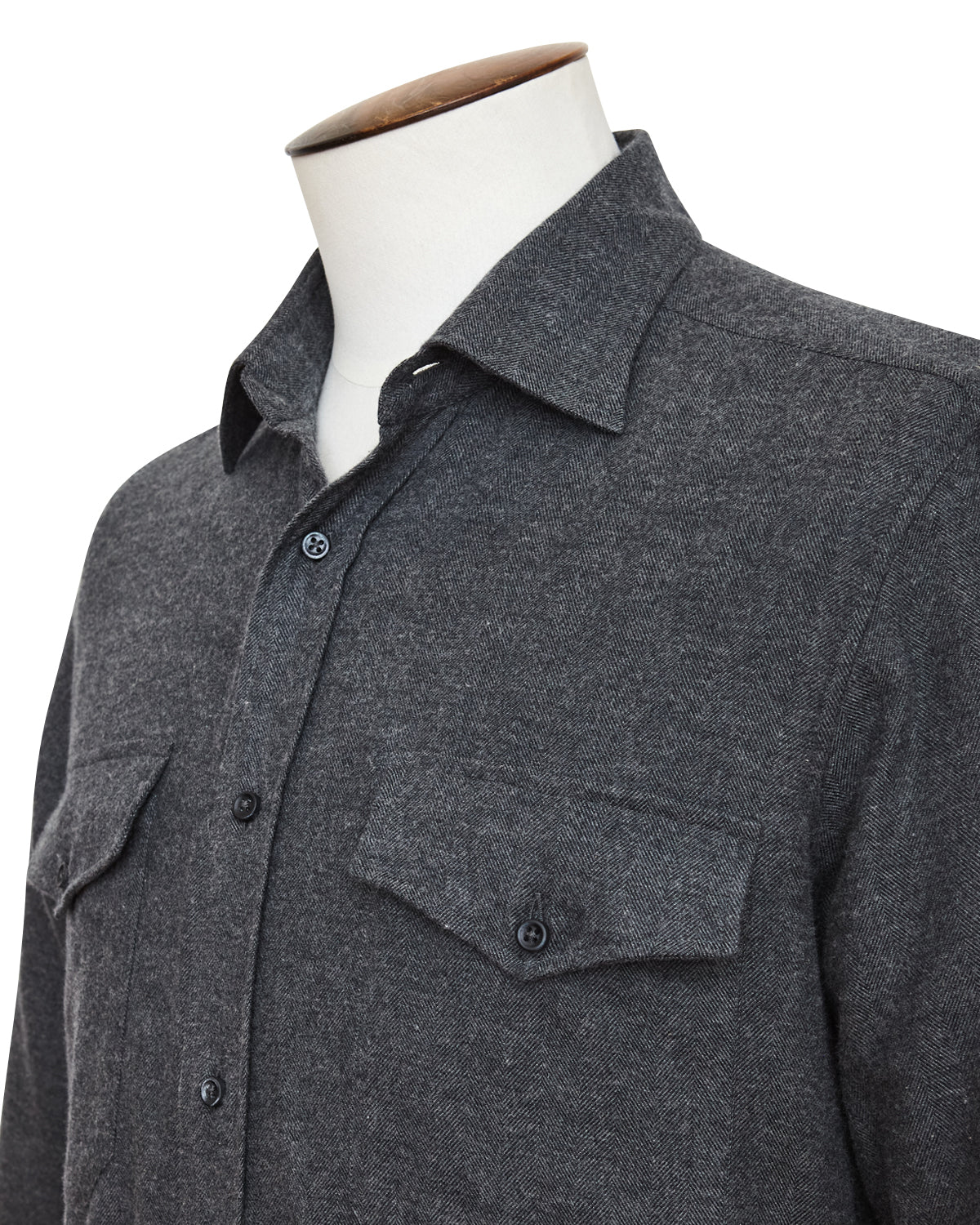 Herringbone Flannel Overshirt - Charcoal  LUCKY LAST