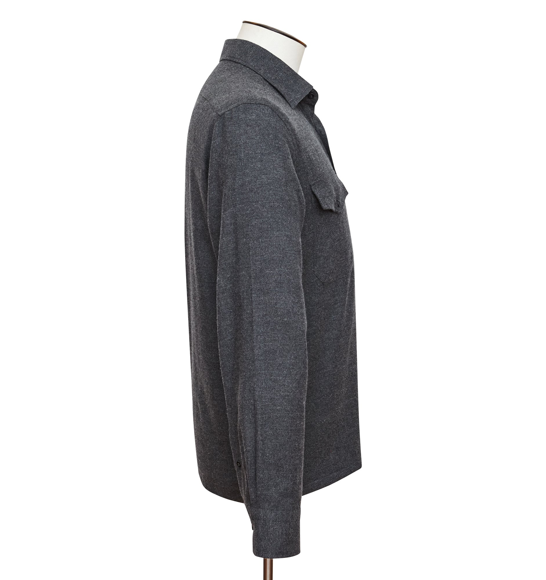 Herringbone Flannel Overshirt - Charcoal  LUCKY LAST