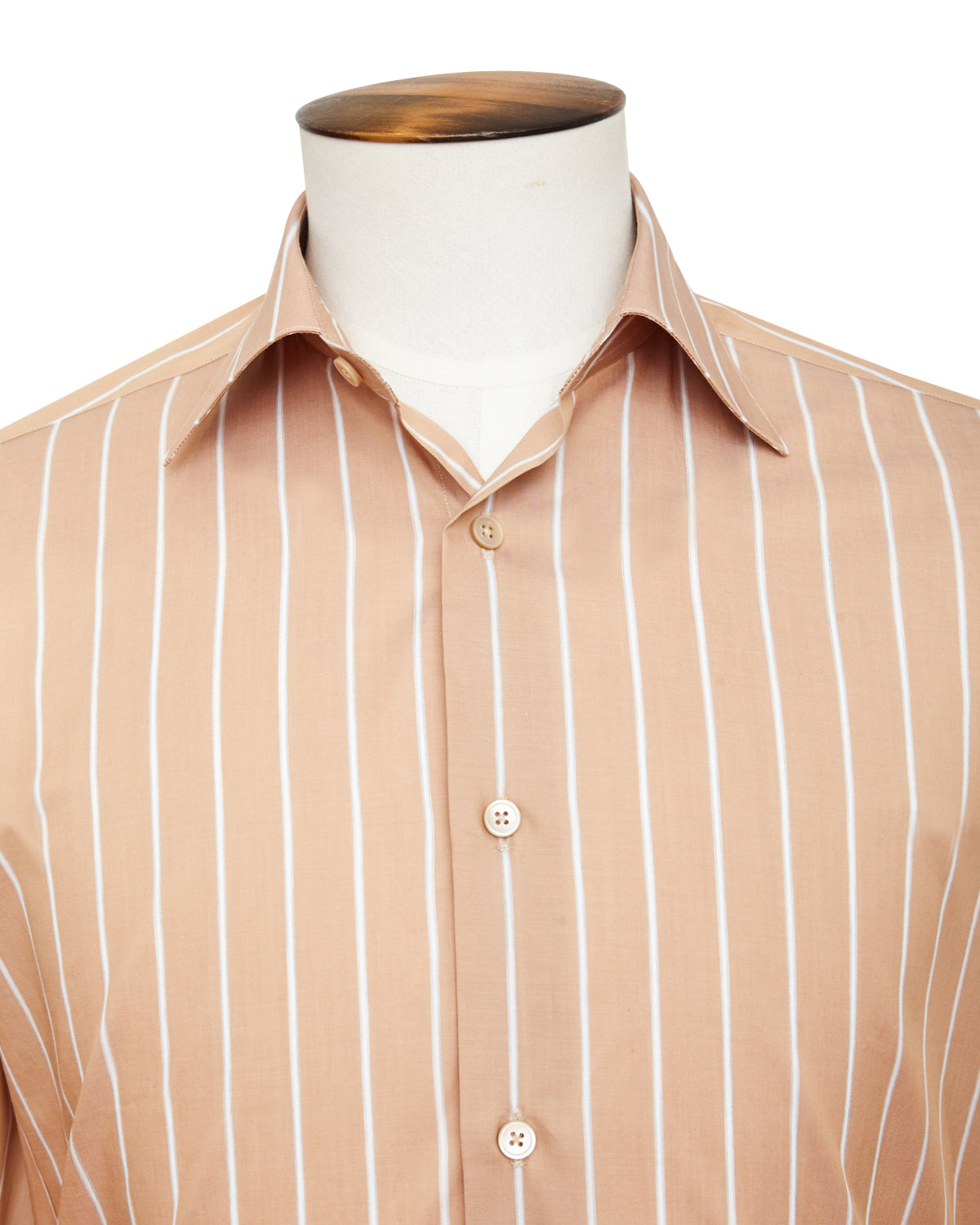 Wide Pinstripe Point Collar Shirt - Ecru | 