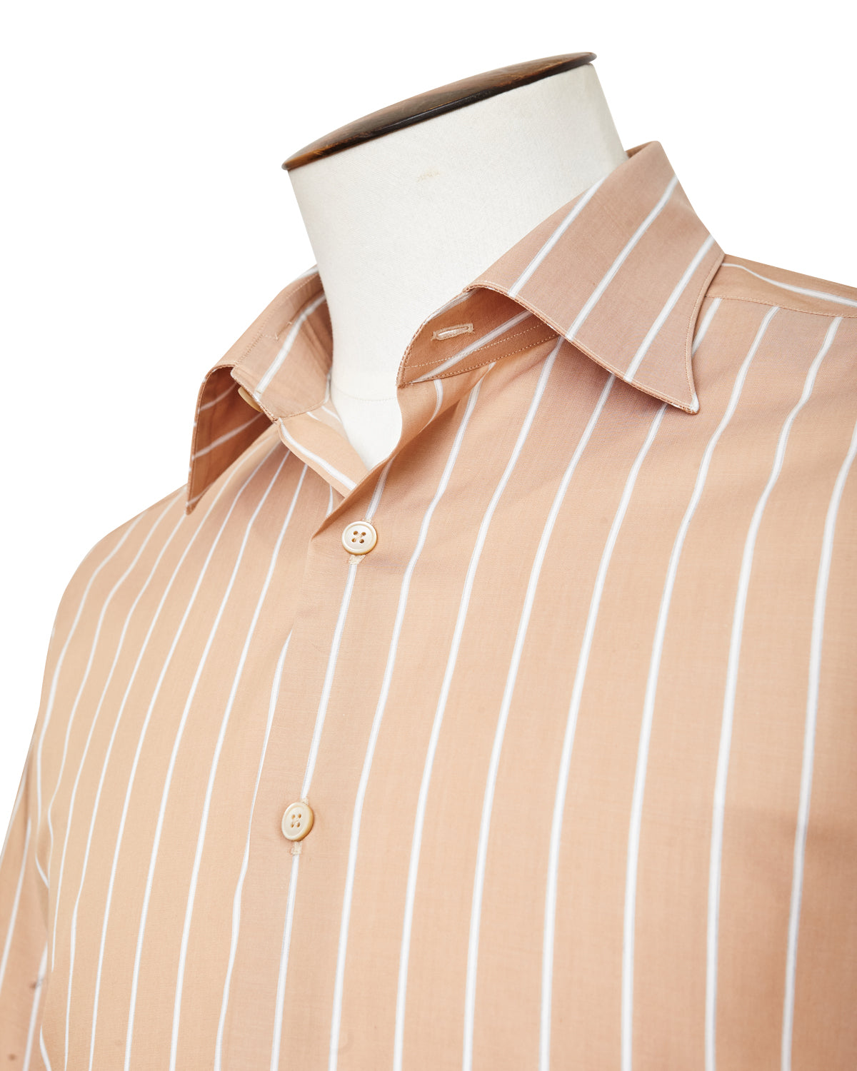 Wide Pinstripe Point Collar Shirt - Ecru